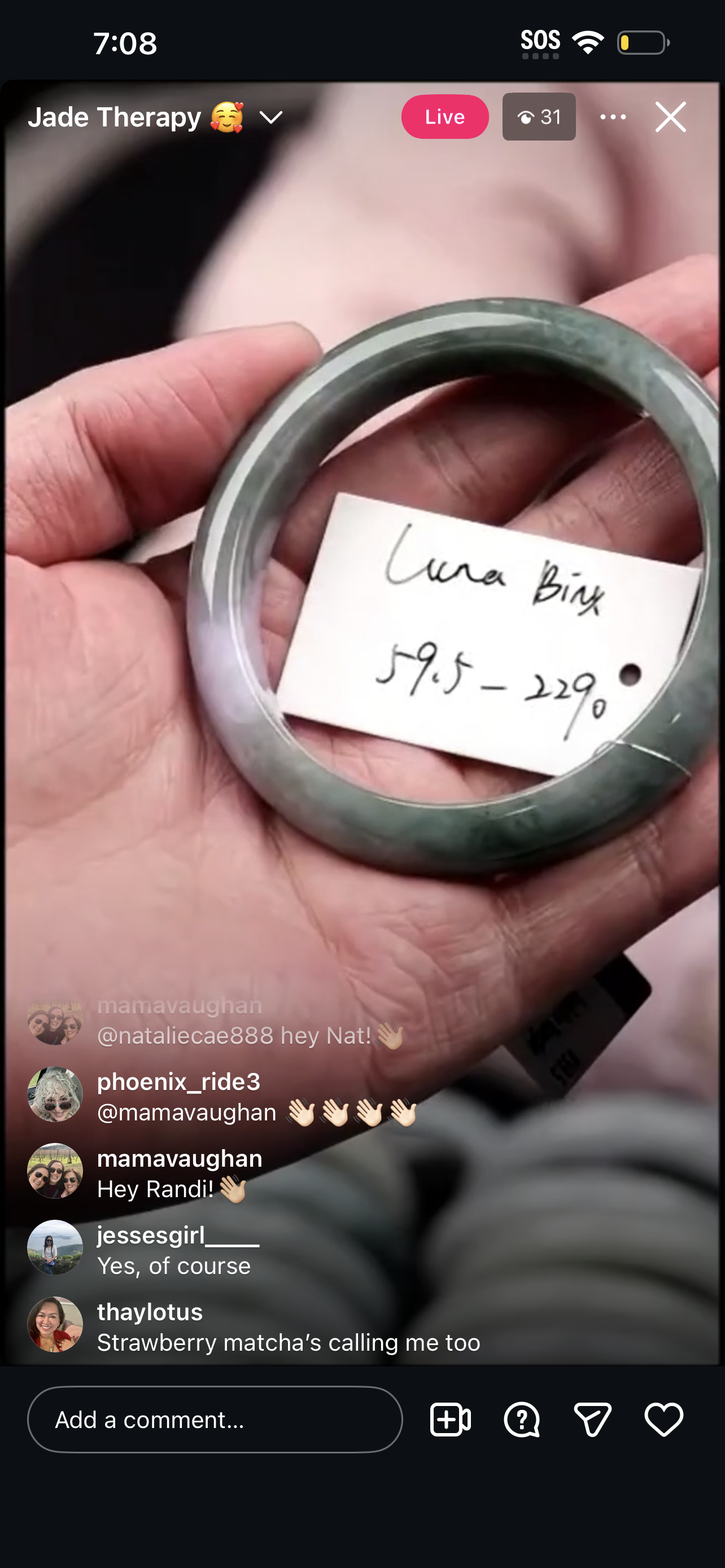 "Live" Natural Jadeite Jade Bangle (02/24/26)