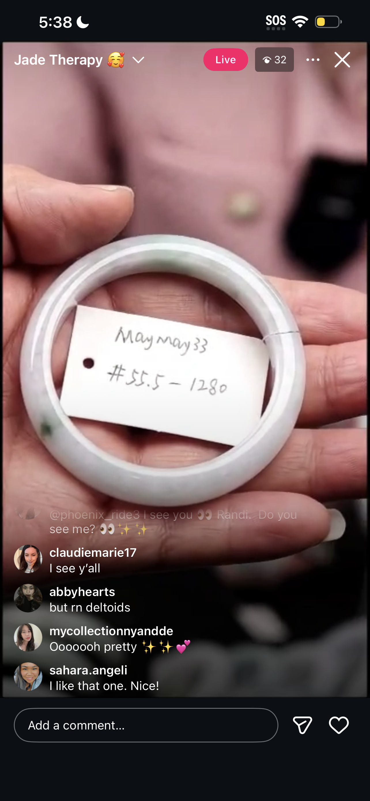 "Live" Natural  Jadeite Jade Bangle (02/25/26)