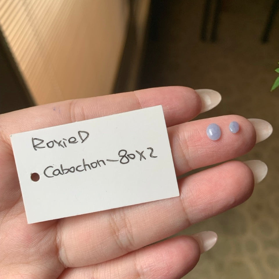 Natural Lavender Jadeite Jade Cabochon Dot x 2