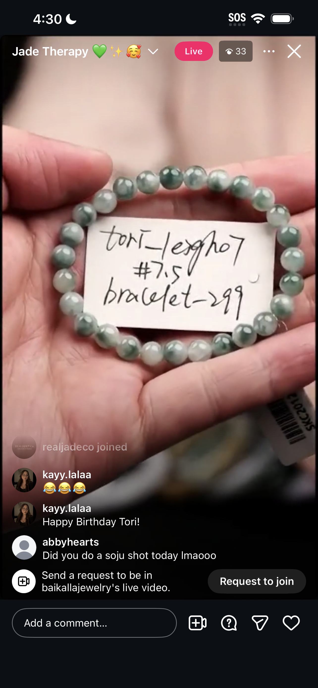 "Live" Natural Blue-Green Flower Jadeite Jade Bead Bracelet (02/28/26)