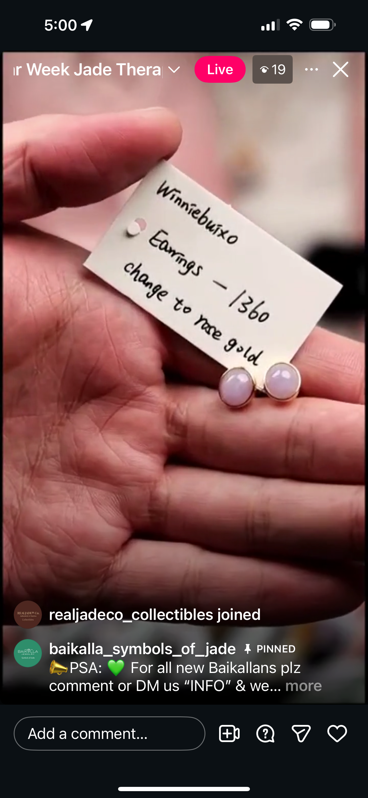 Live 18k R Gold Lavender Natural Jadeite Jade Stud Earrings (1/7/26)