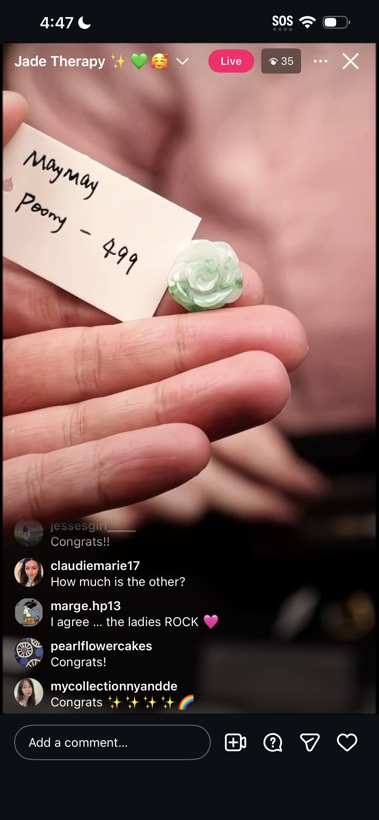 "Live" Natural Light Green Jadeite Jade Peony Pendant (03/04/26)
