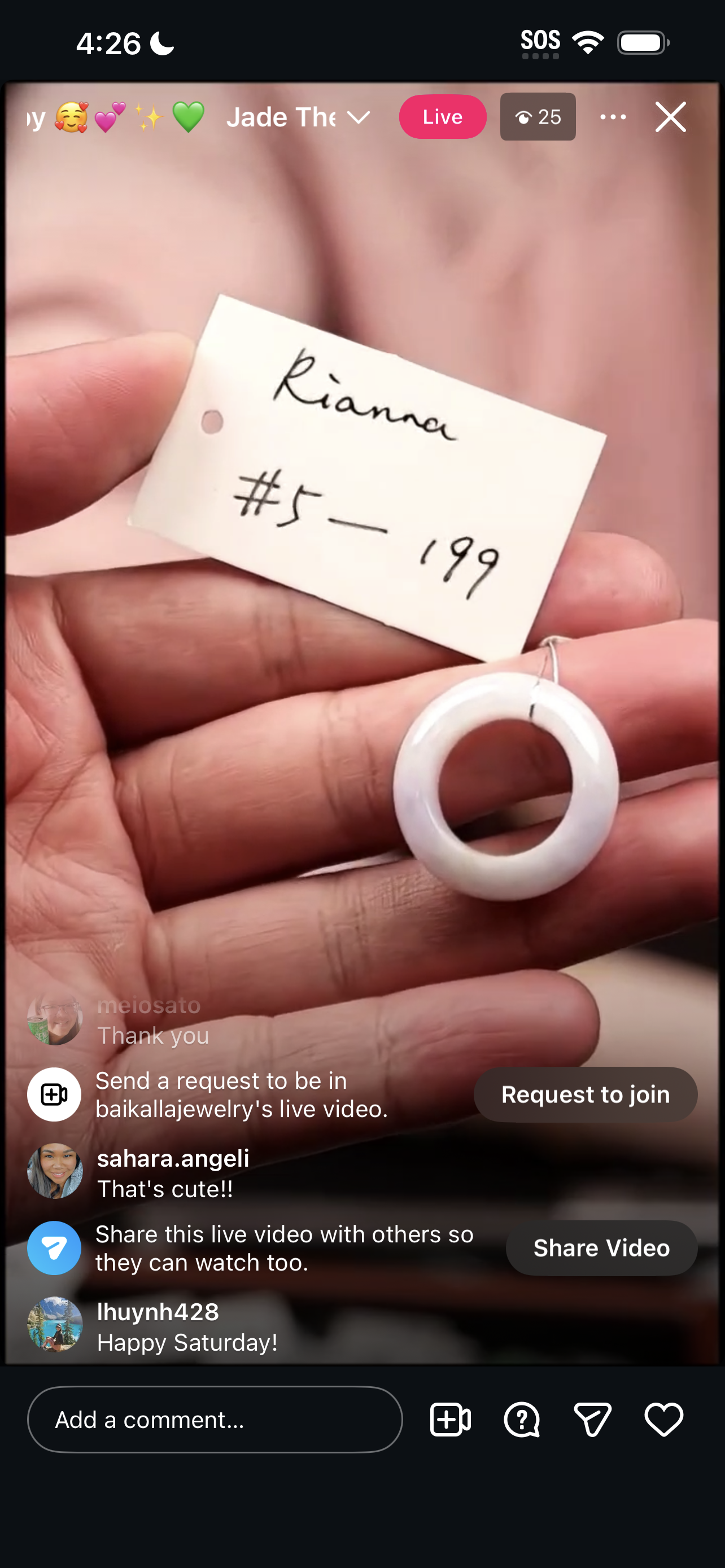 "Live" Natural Light Lavender Jadeite Jade Finger Bangle(03/06/26)