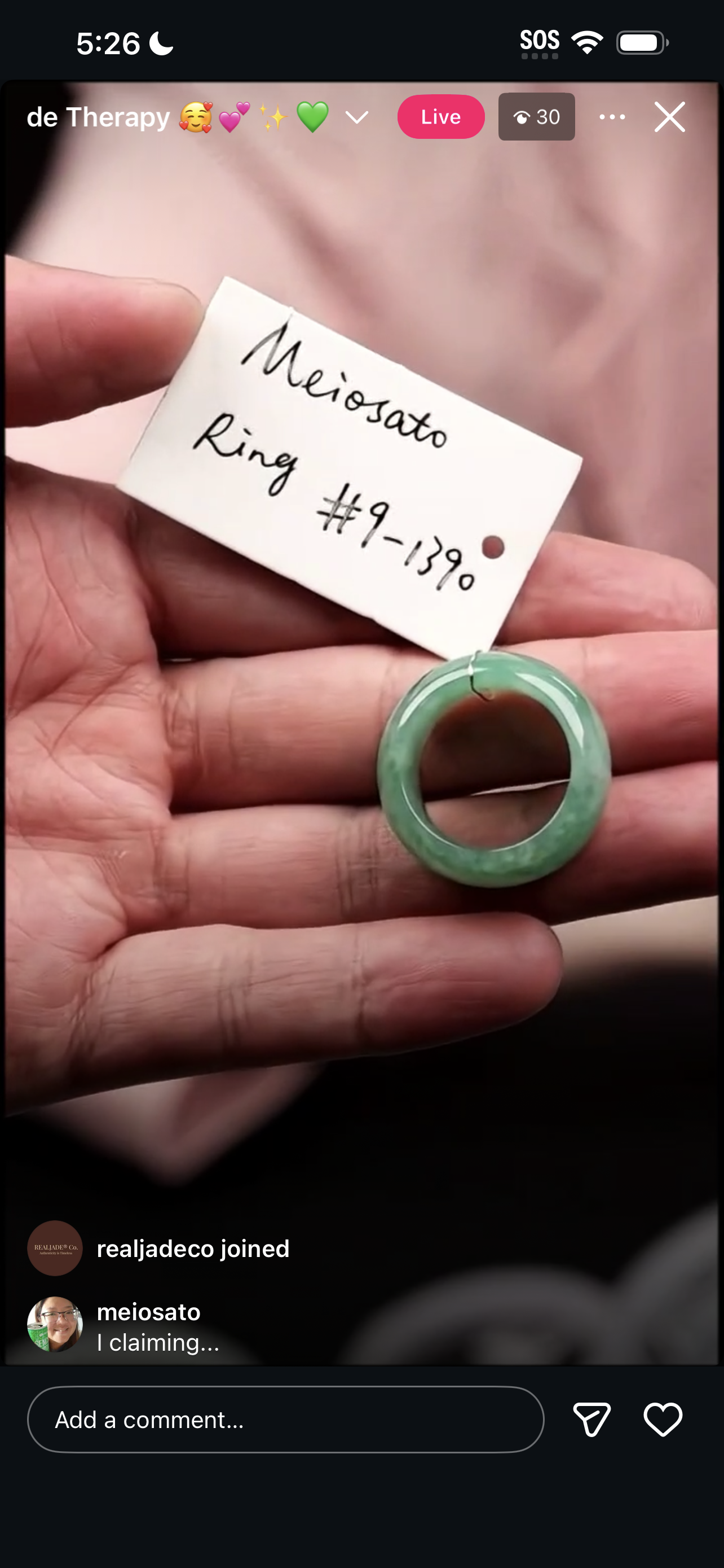 "Live" Natural Light Icy Green Jadeite Jade Finger Bangle (03/07/26)