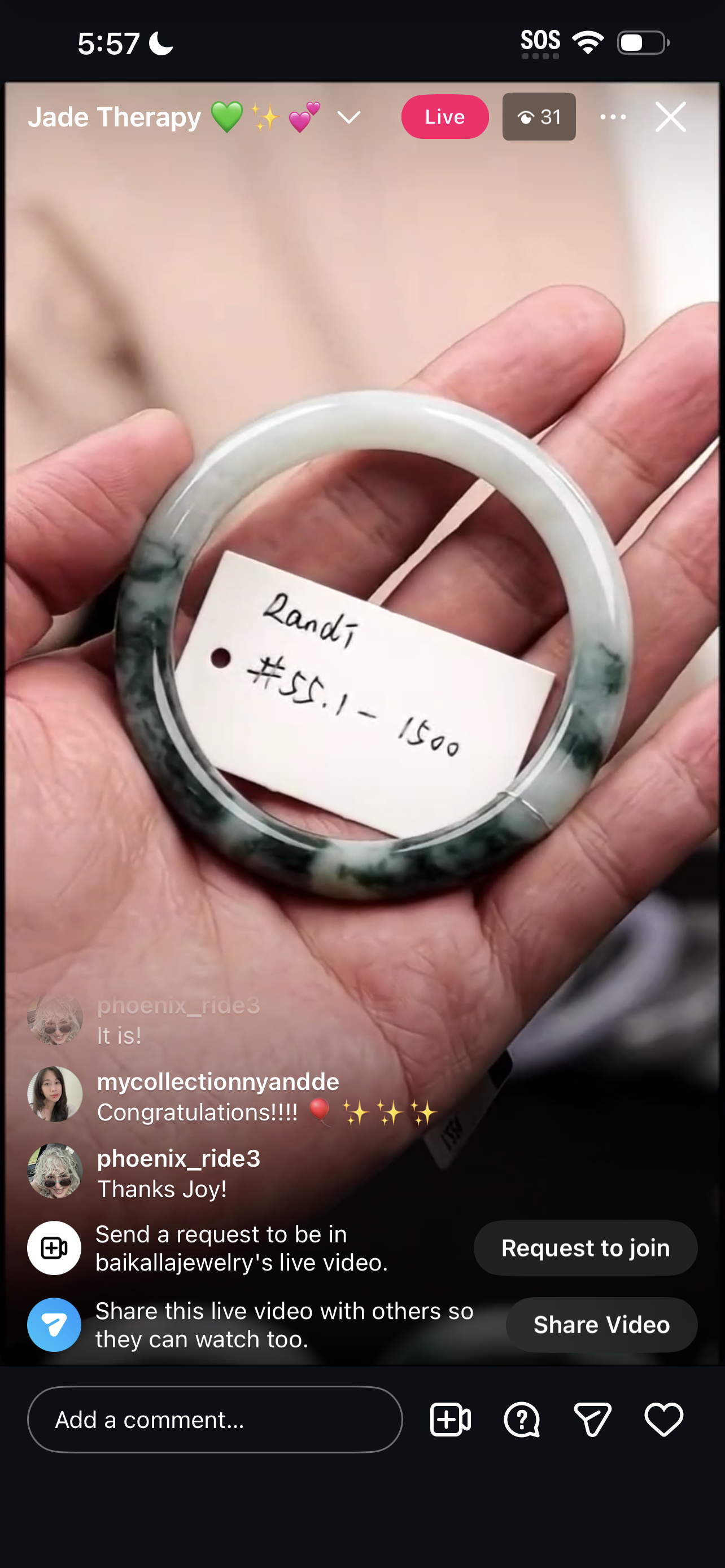 "Live" Natural Blue-Green Flowers Jadeite Jade Bangle (03/09/26)