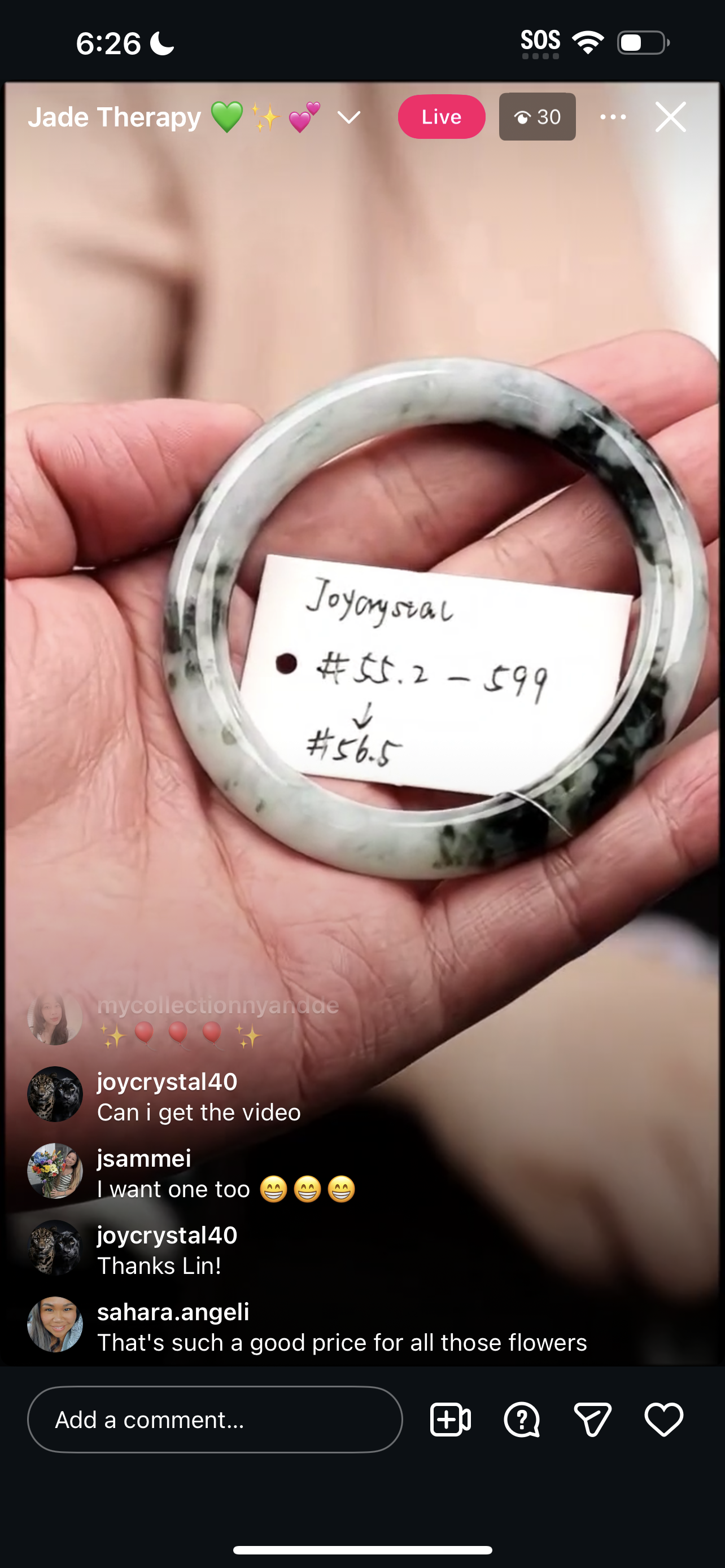 "Live" Natural Seaweed Jadeite Jade Bangle (03/09/26)