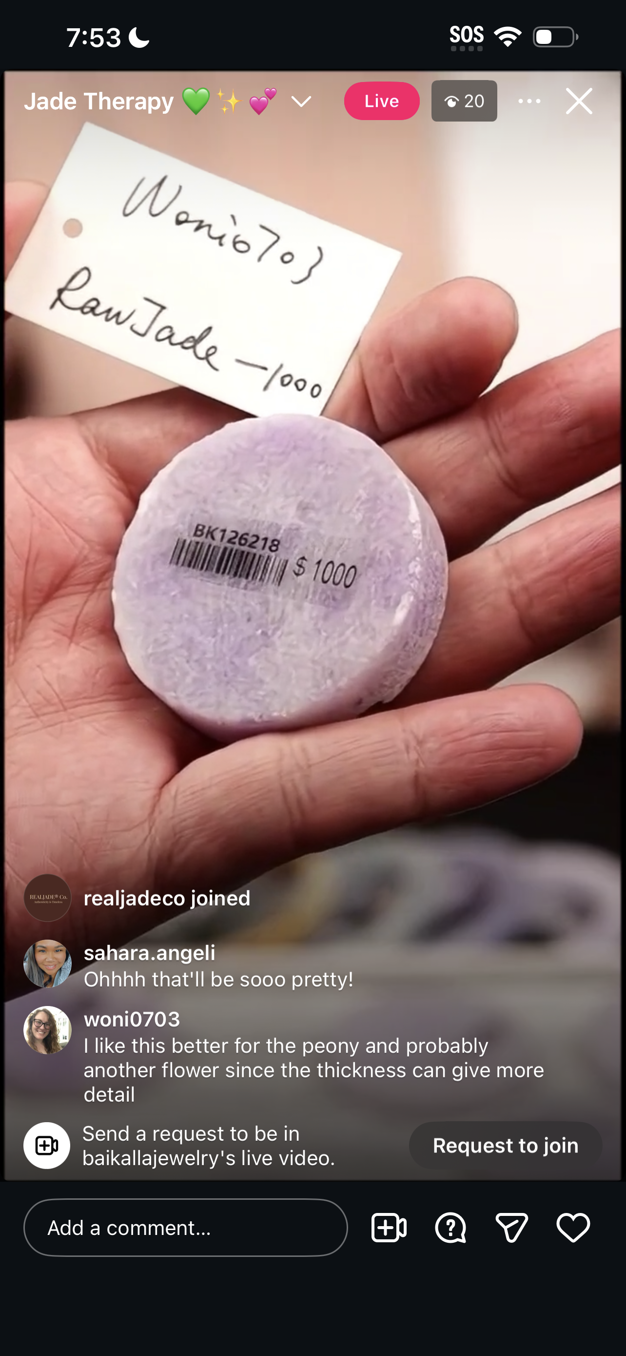 "Live" Natural Vixen Lavender Raw Jadeite Jade Pancake (03/09/26)