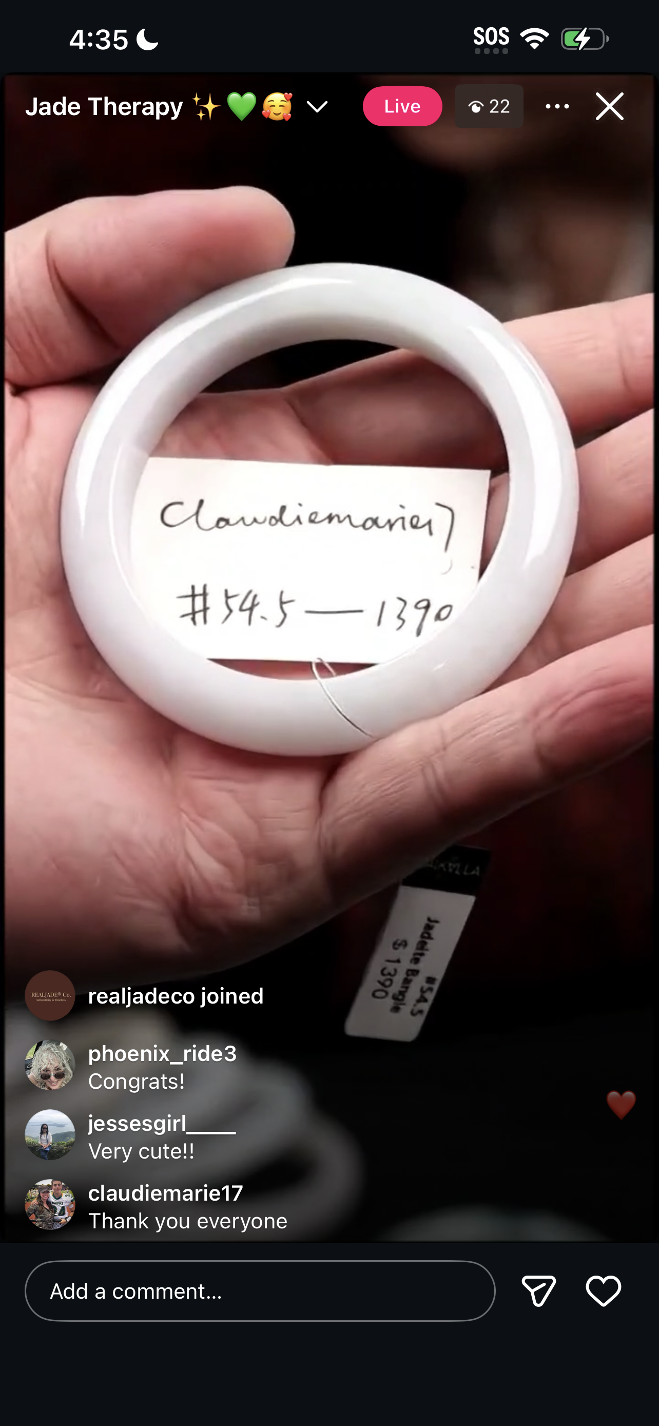 "Live" Natural Light Lavender Jadeite Jade Comfort-Fit Oval Bangle (03/10/26)