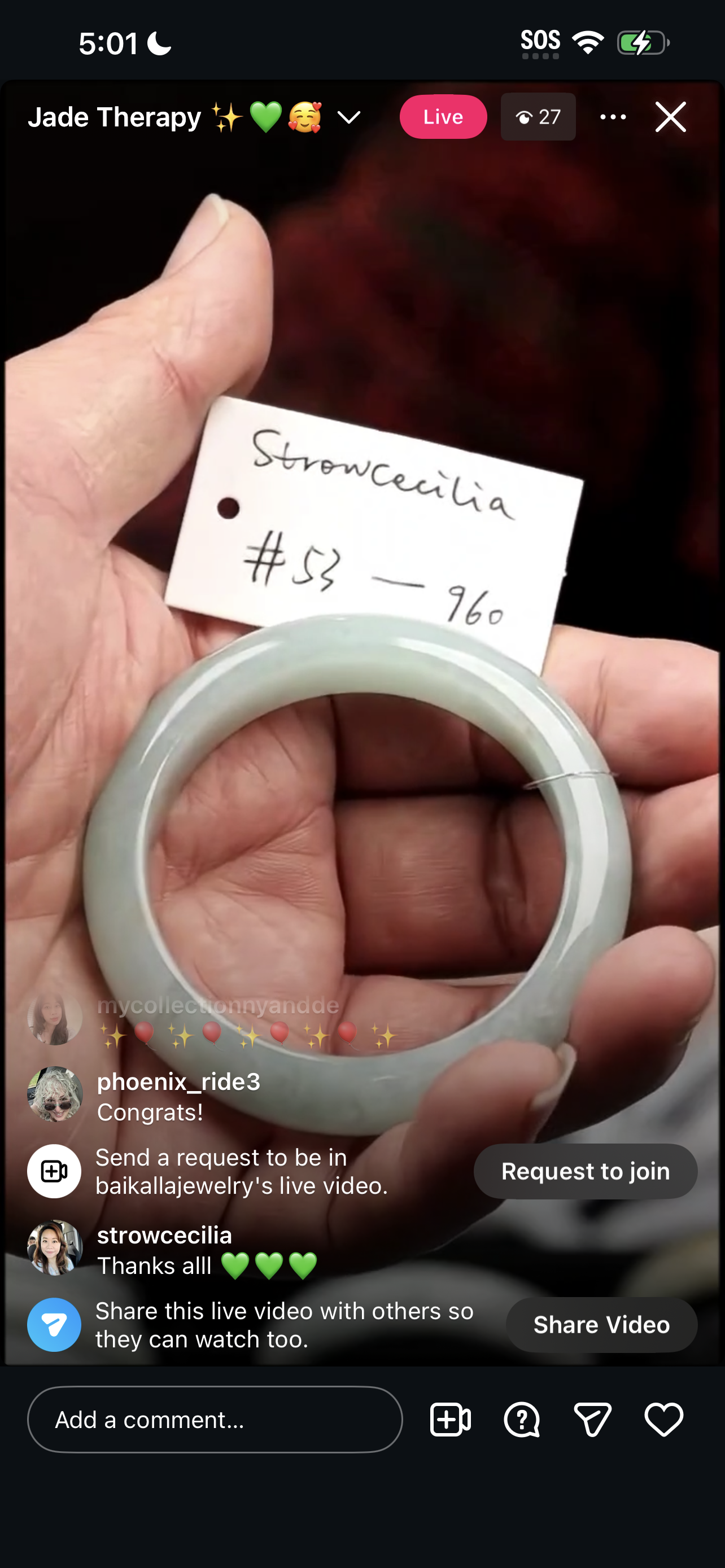 "Live" Natural Light Green Jadeite Jade Comfort-Fit Bangle (03/10/26)