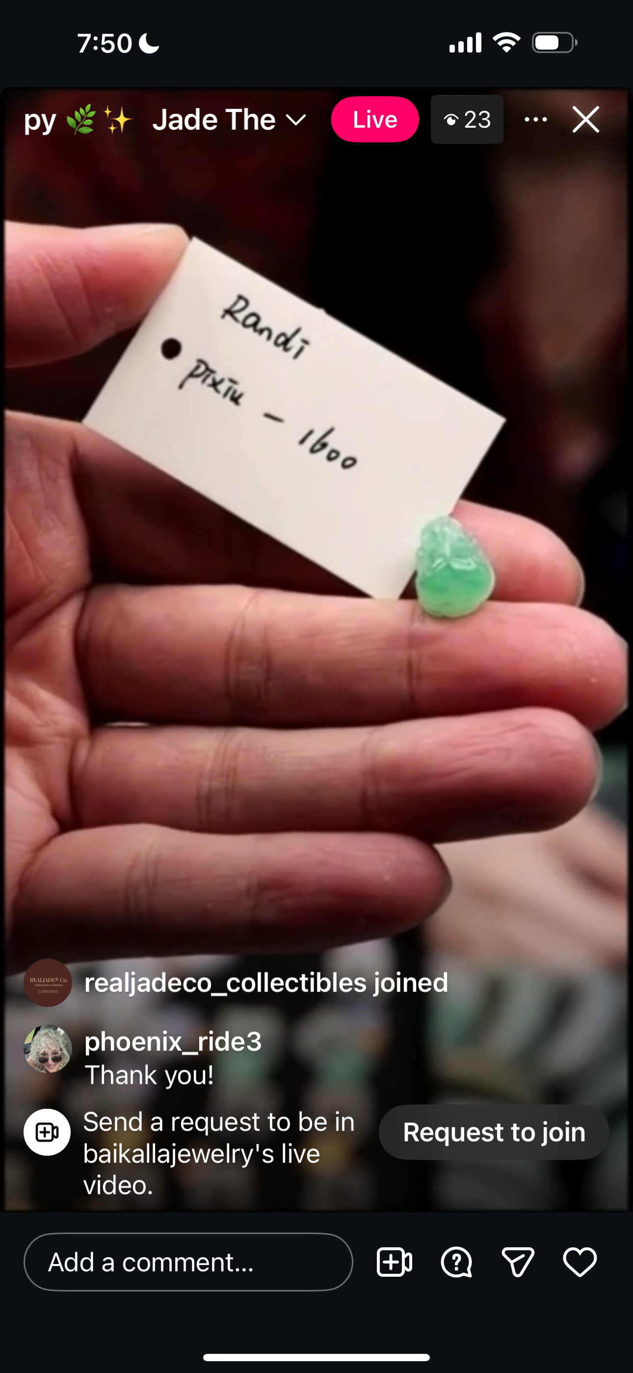"Live" Natural Green Jadeite Jade PiXiu (02/04/26)