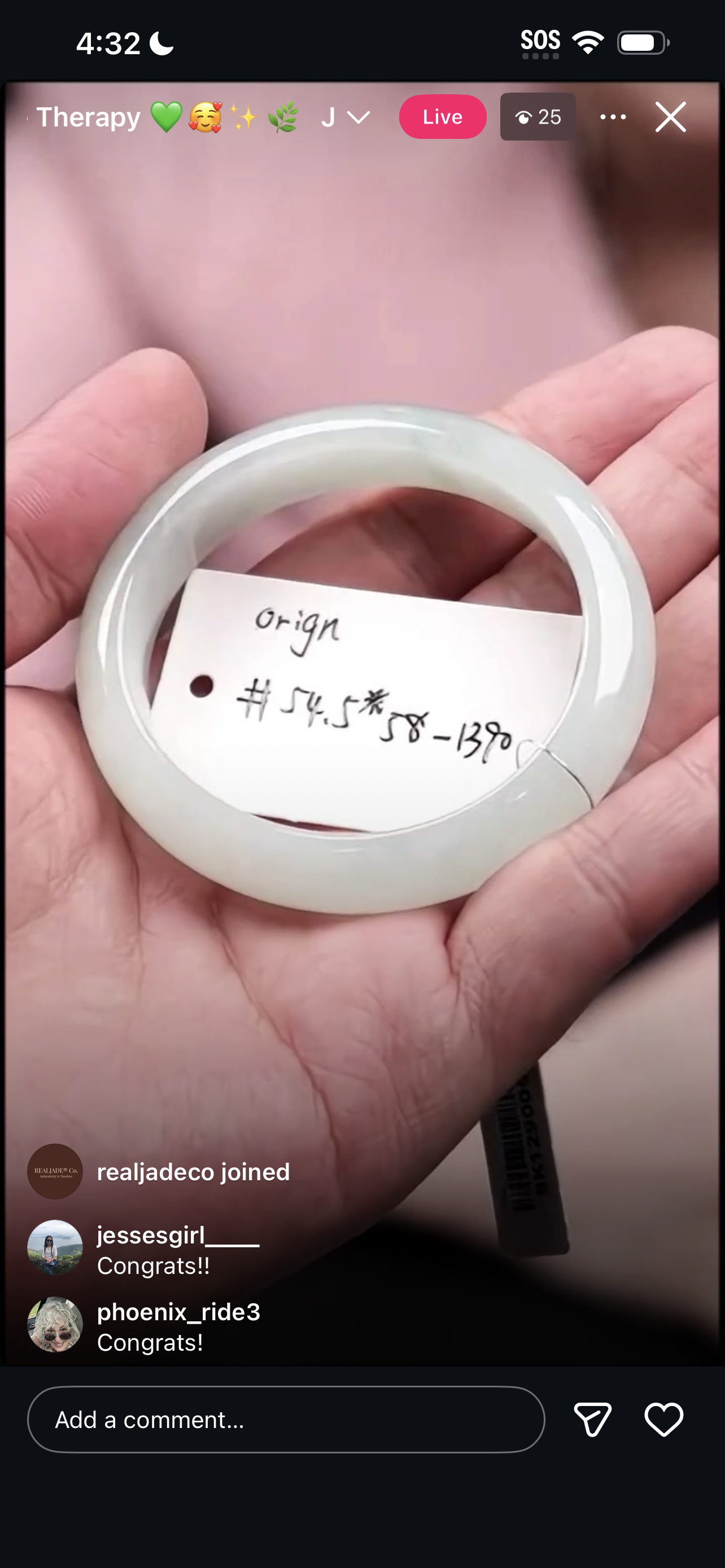 "Live" Natural Light Icy Light Green Jadeite Jade Bangle (03/11/26)
