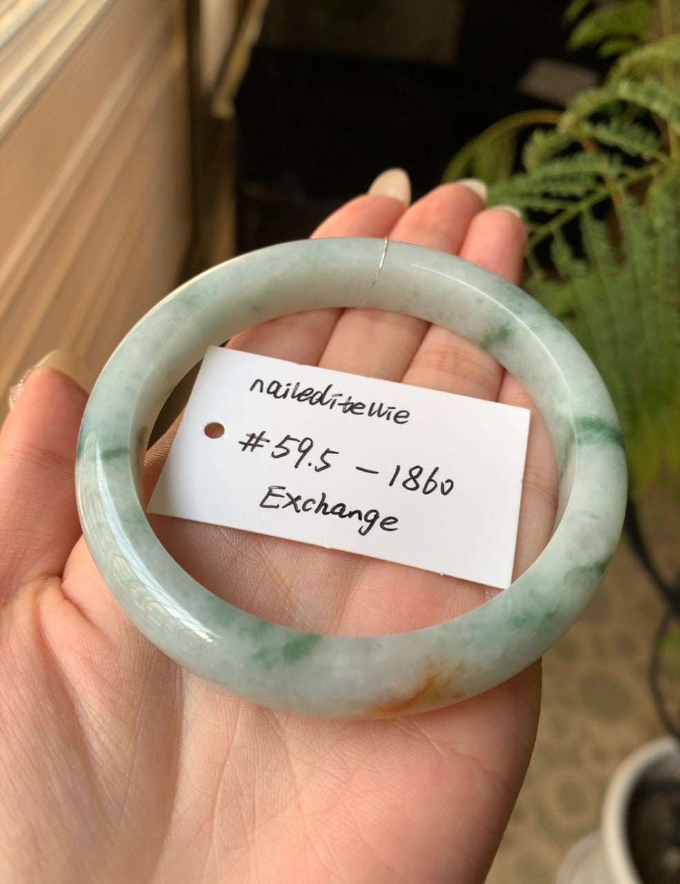 "Live" Natural Green Flower Jadeite Jade Comfort-Fit Bangle (02/12/26)