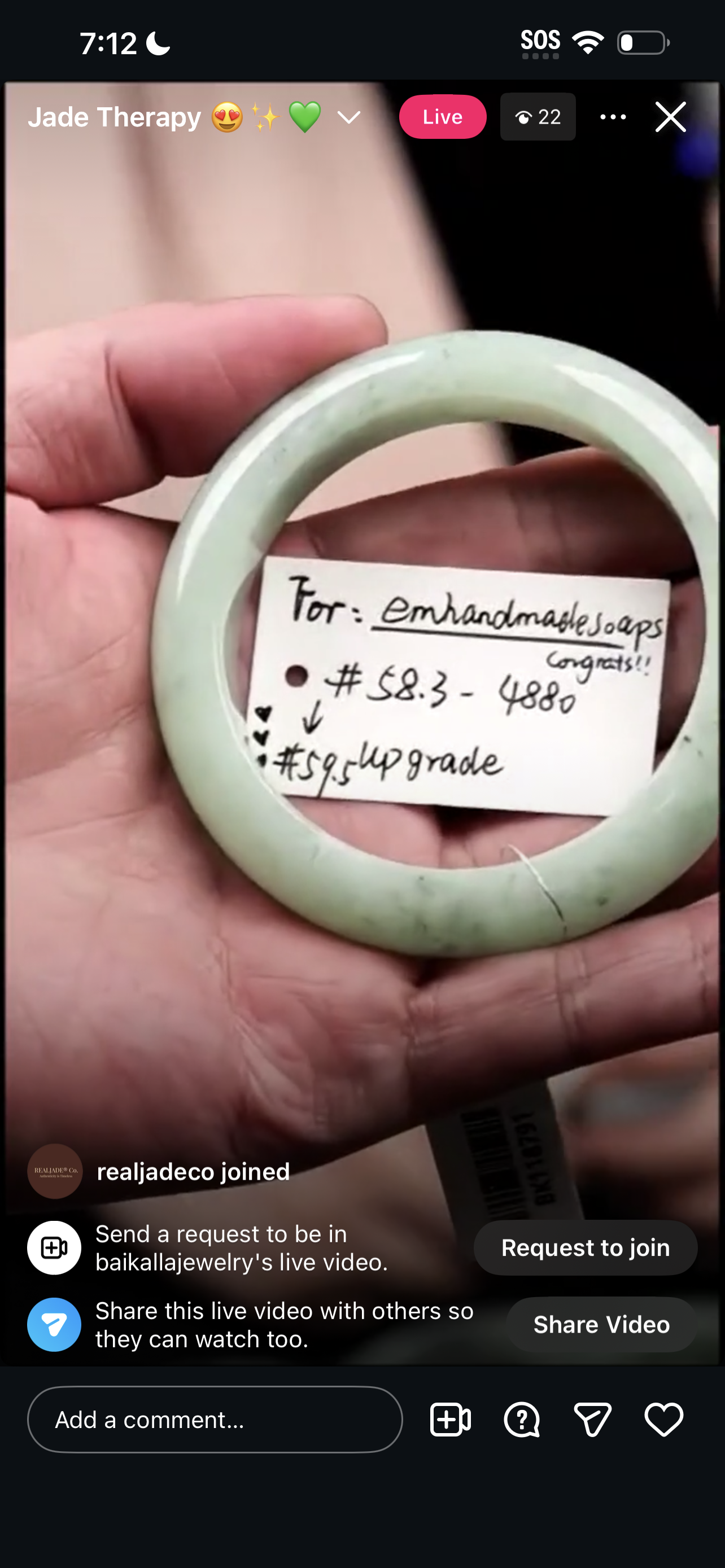 "Live" Light Light Apple Green With Wuji Jadeite Jade Comfort Fit Bangle (03/16/26)