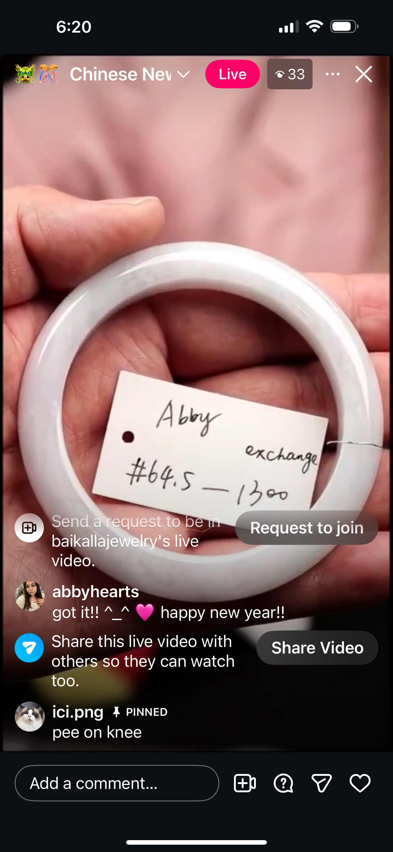 "Live" Light Lavender Natural Jadeite Jade Bangle (02/16/26)