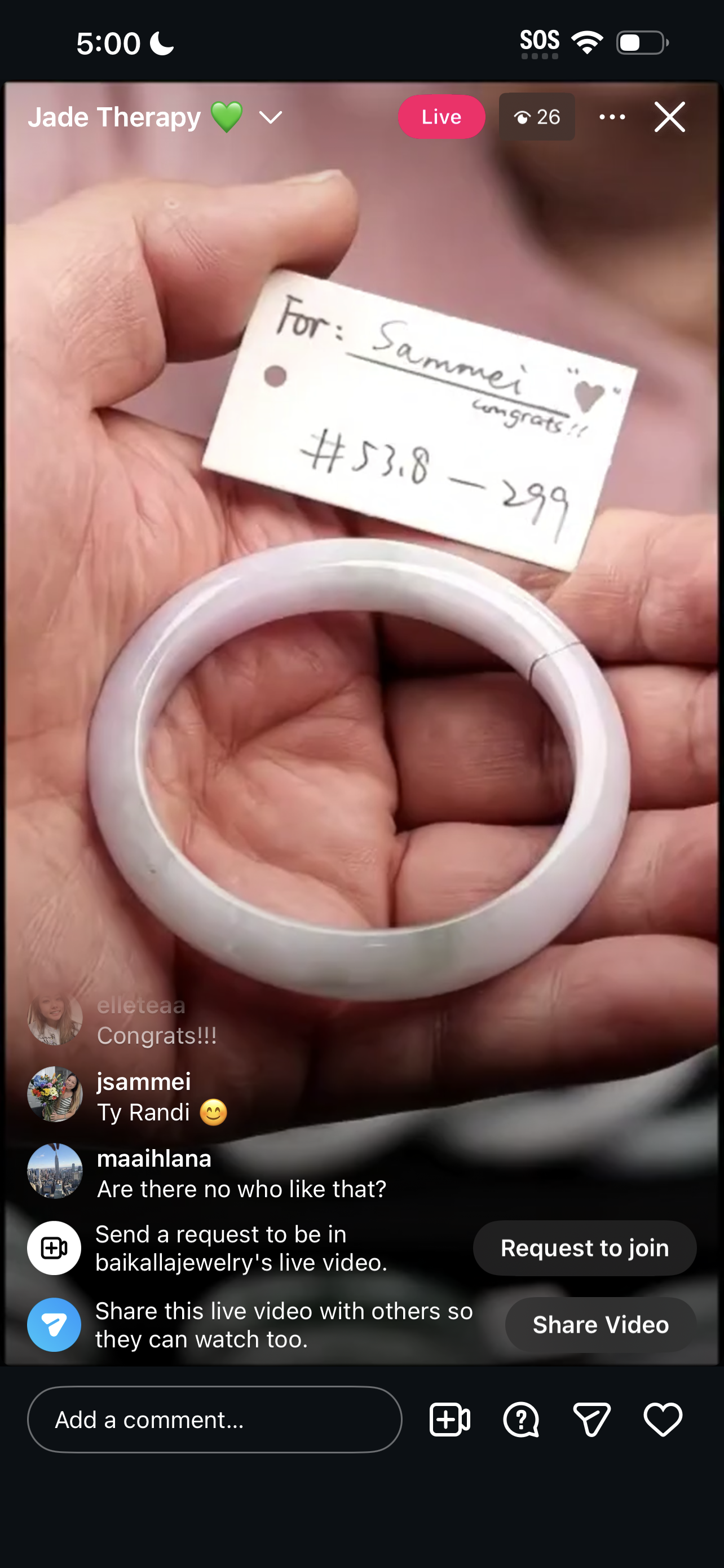 "Live" Lavender &amp; Green-Flower Jadeite Jade Comfort-Fit Bangle (03/18/26)