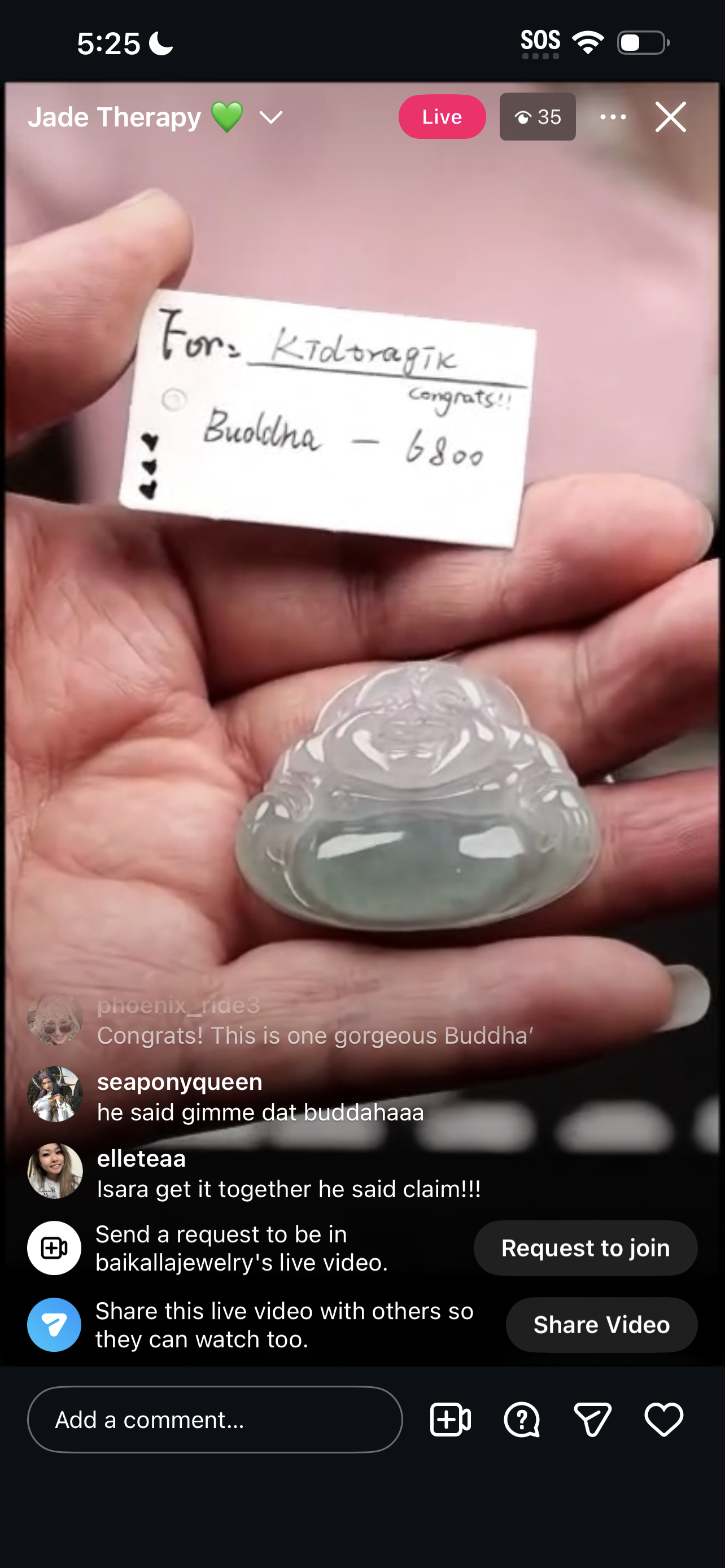 "Live" Icy Green Jadeite Jade Buddha Pendant (03/18/26)