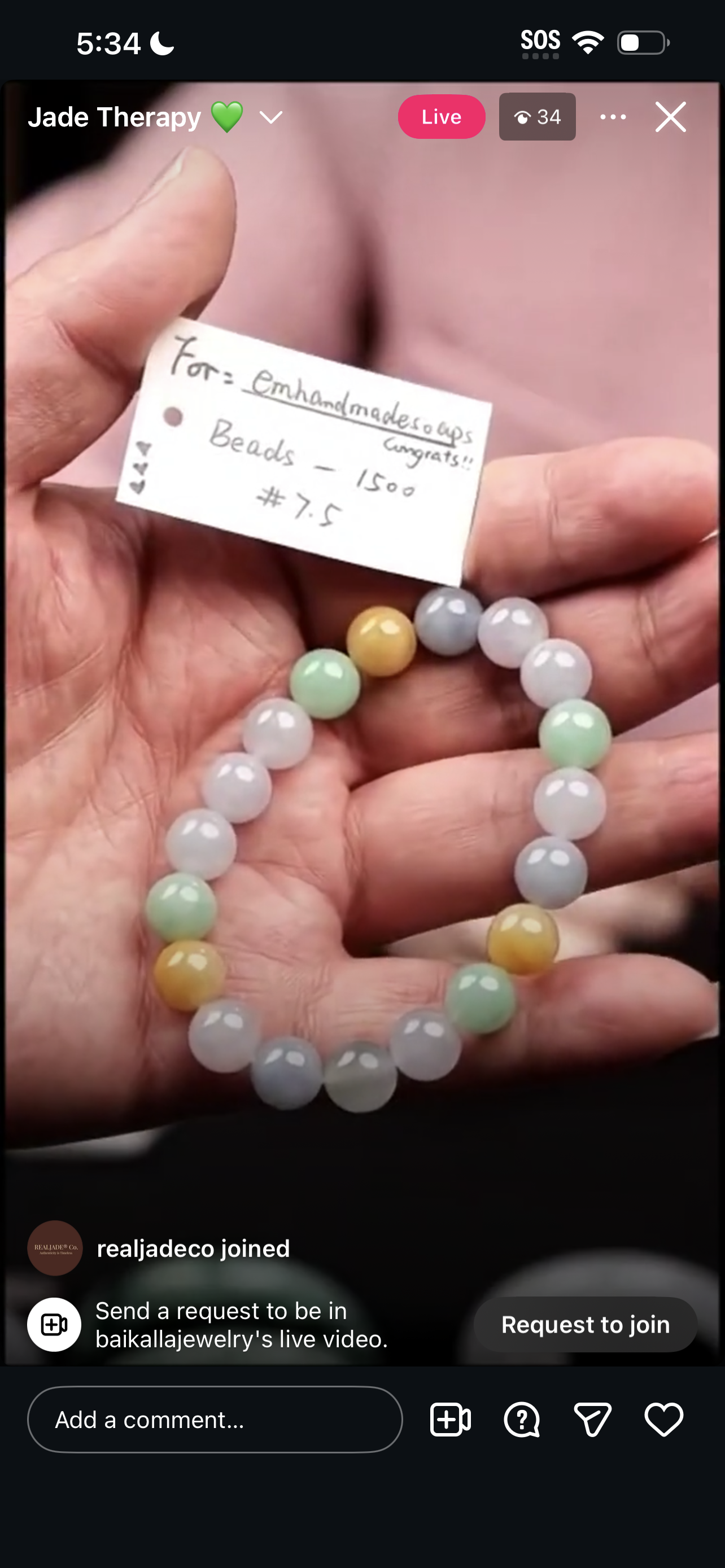 "Live" Icy Multi-Color Jadeite Jade Bead Bracelet (03/18/26)