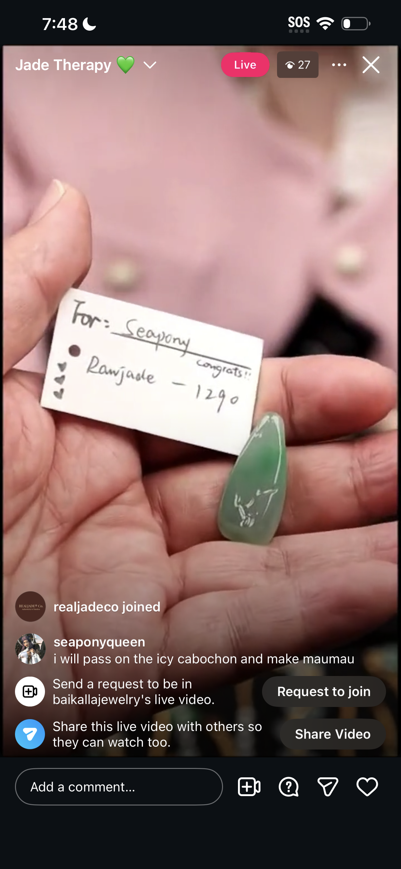 "Live" Icy Spicy Green Raw Jadeite Jade (03/18/26)