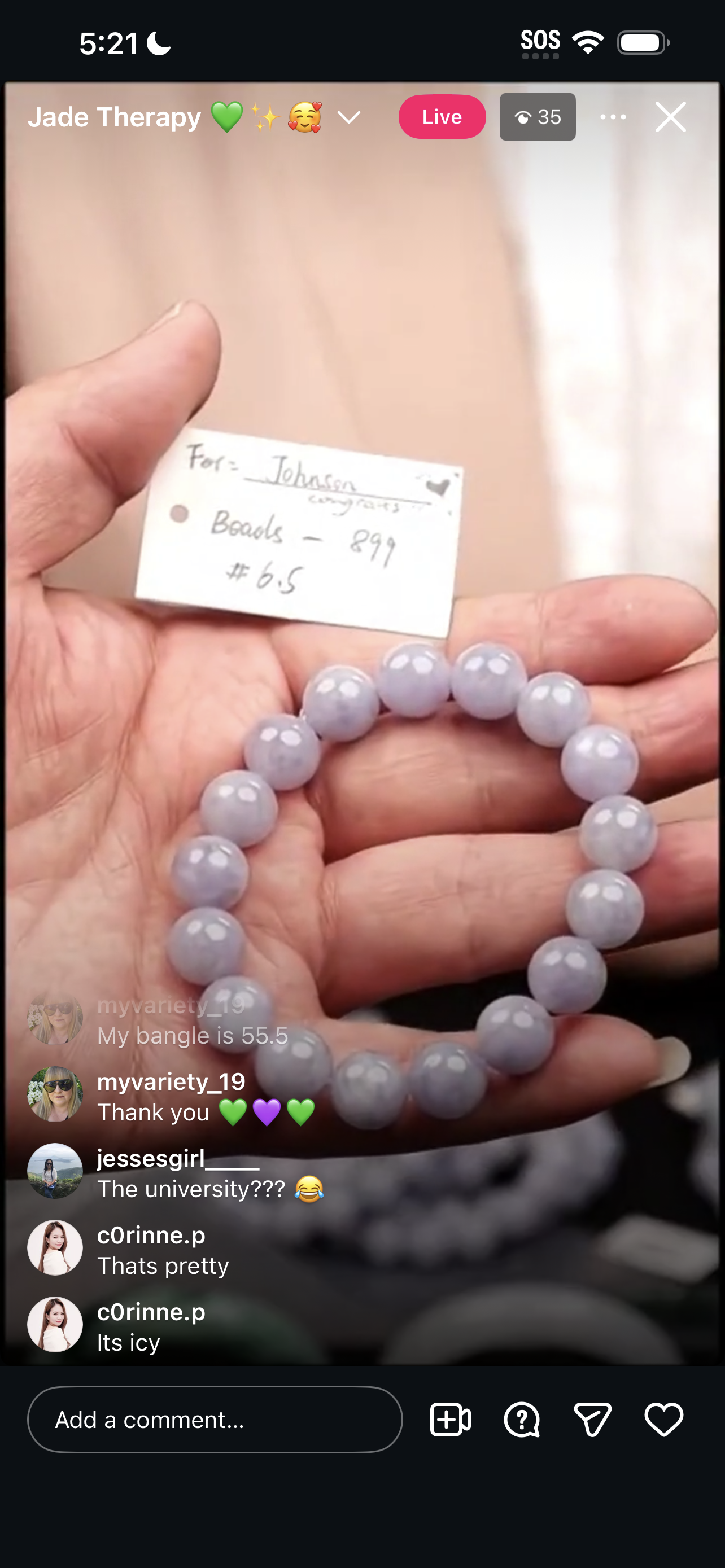 "Live" Natural Lavender Jadeite Jade Bead Bracelet (03/19/26)