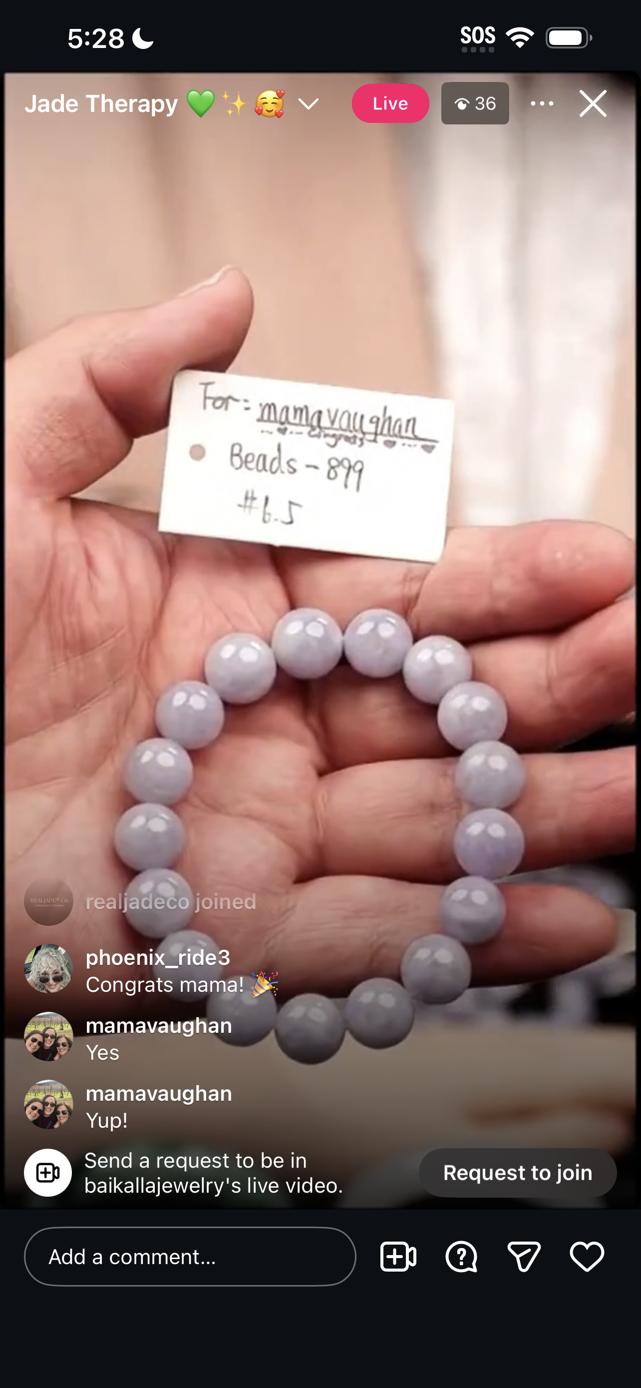 "Live" Natural Lavender Jadeite Jade Bead Bracelet (03/19/26)
