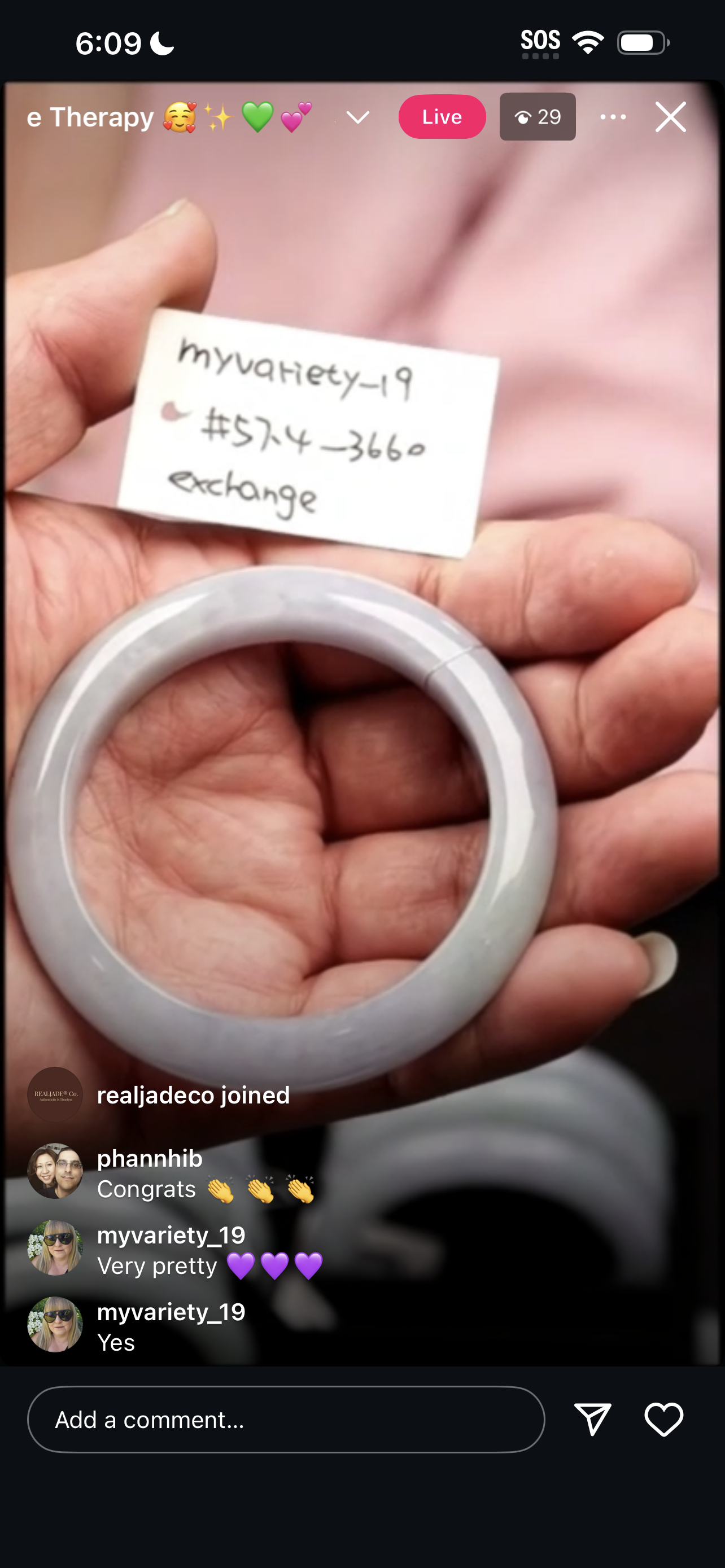 "Live" Natural Lavender-Green Jadeite Jade Bangle(03/21/26)