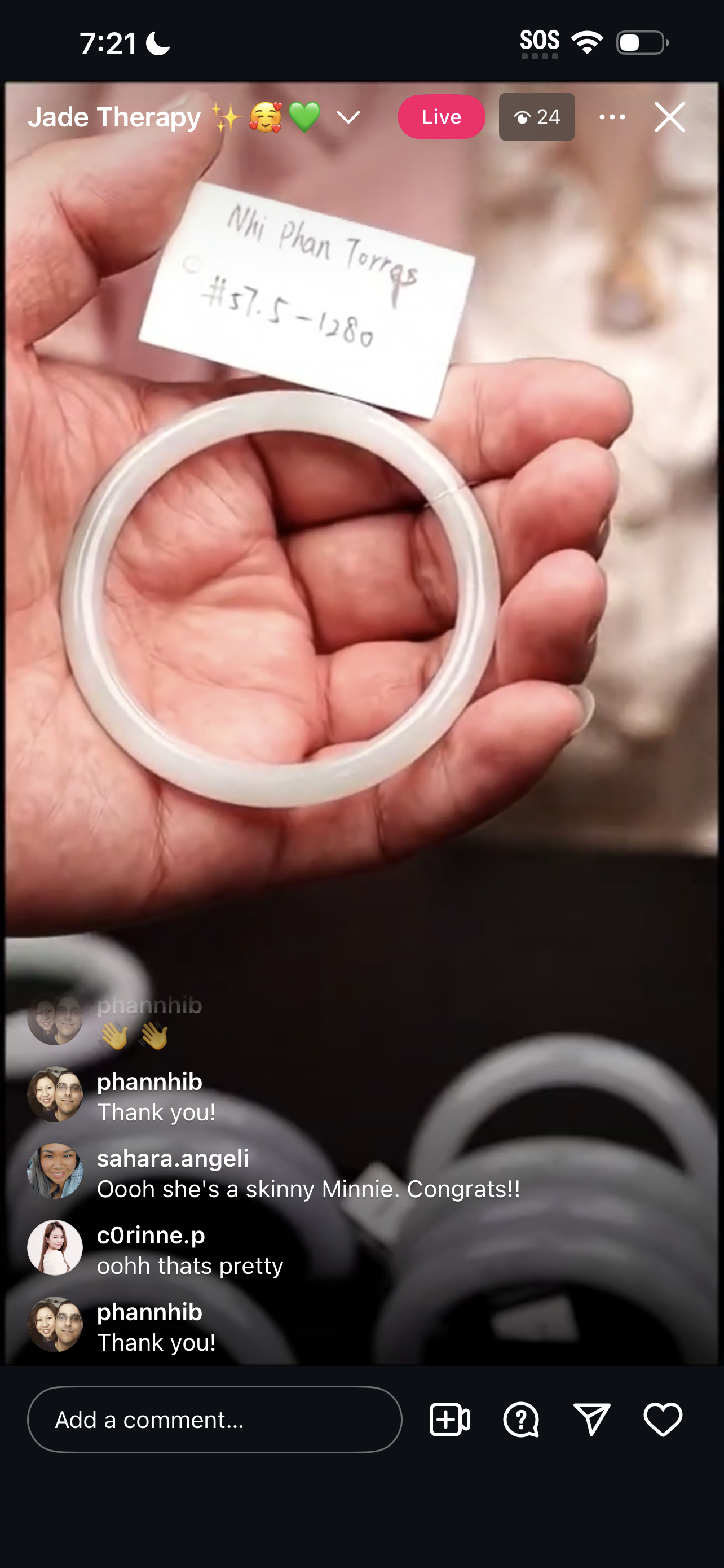 "Live" Natural Light Green Moonlight Jadeite Jade Bangle (03/26/26)