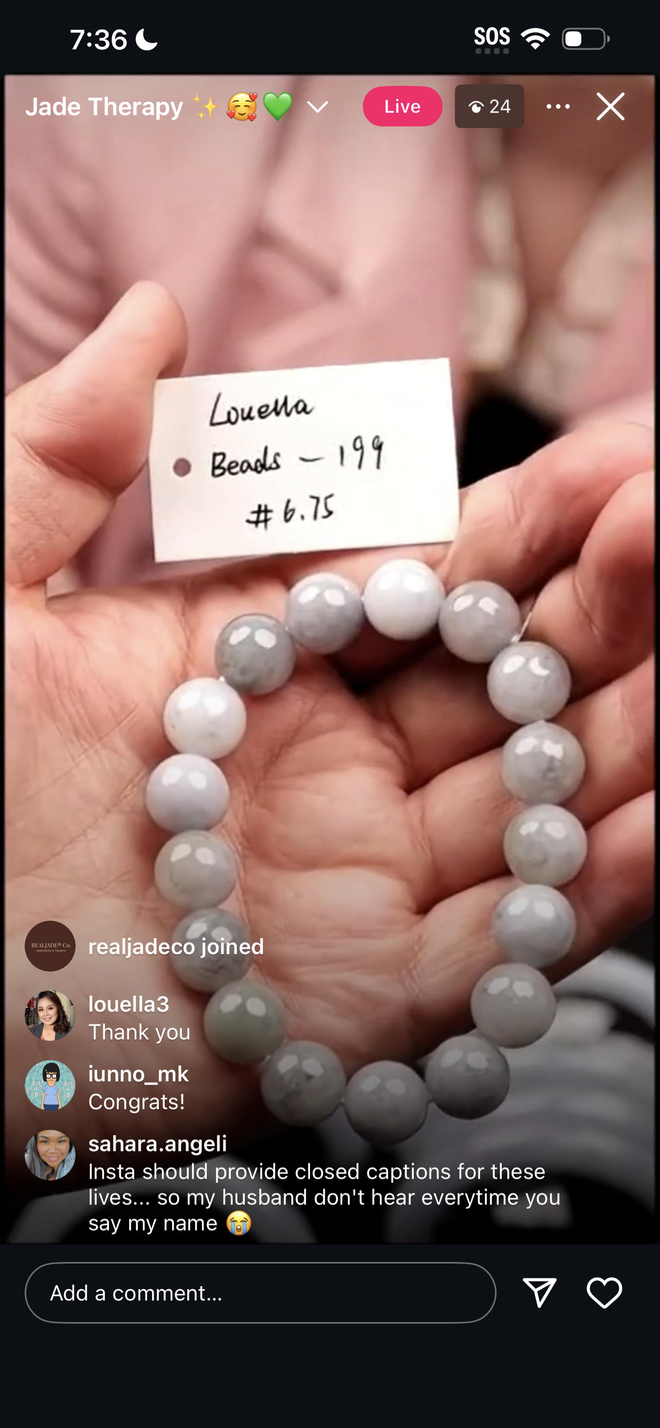 "Live" Natural Light Lavender Wuji Jadeite Jade Bead Bracelet (03/26/26)