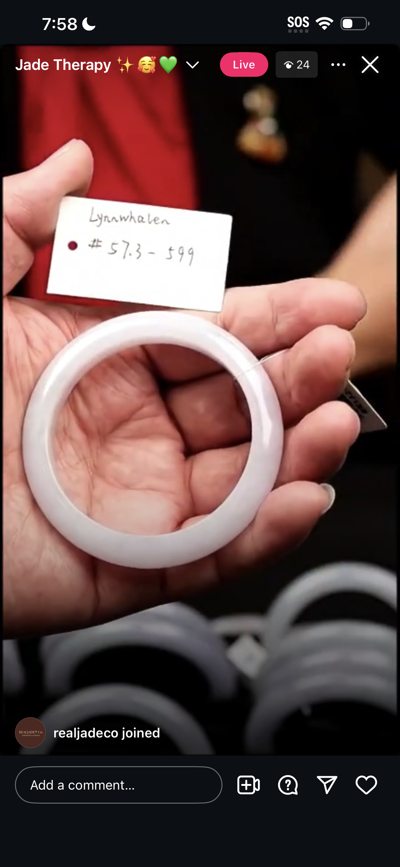 "Live" Natural Light Pink Jadeite Jade Bangle (03/26/26)