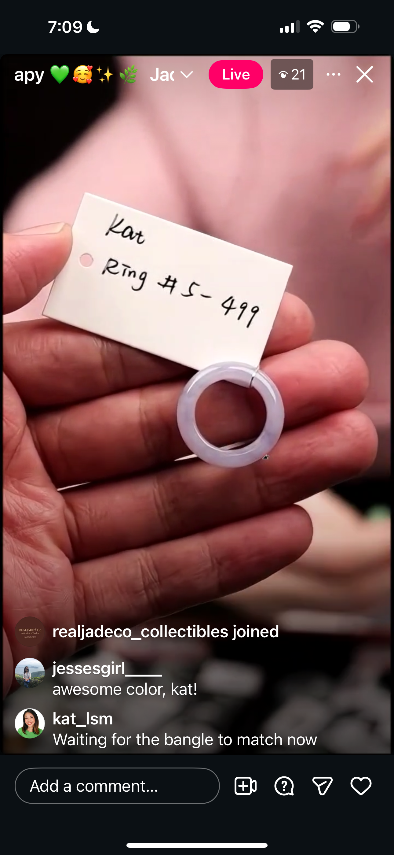 "Live" Natural Pink Lavender Jadeite Jade Finger Bangle (03/11/26)