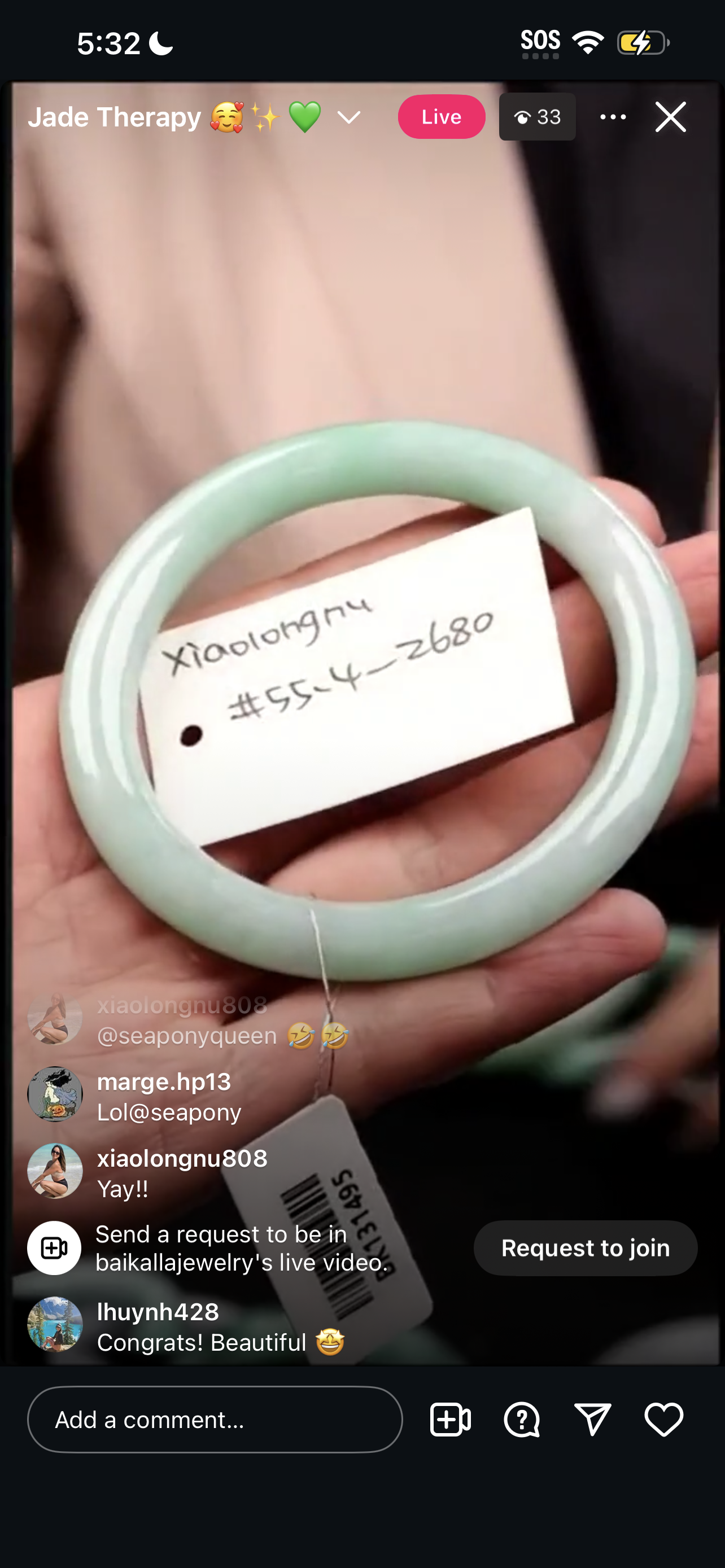 "Live" Natural Apple Green Jadeite Jade Bangle (03/30/26)