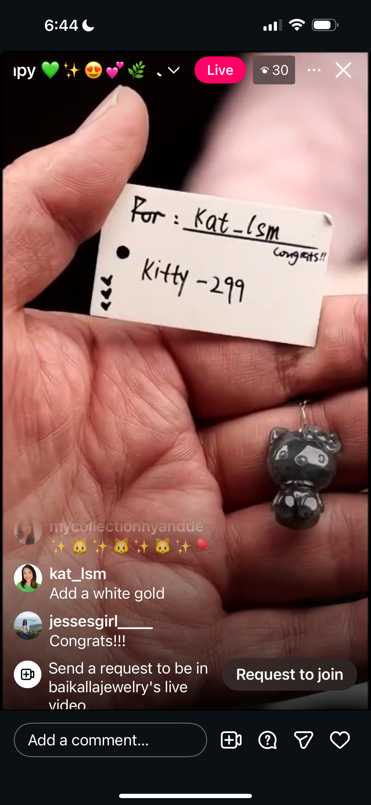 "Live" Wuji Jadeite Jade Hello-Kitty Pendant (03/17/26)