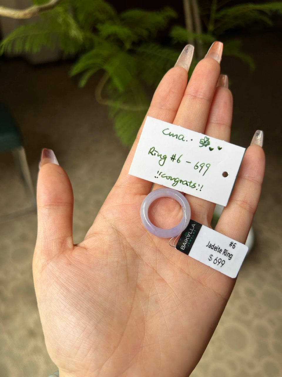 "Live" Natural Lavender Jadeite Jade Ring (07/21/26)