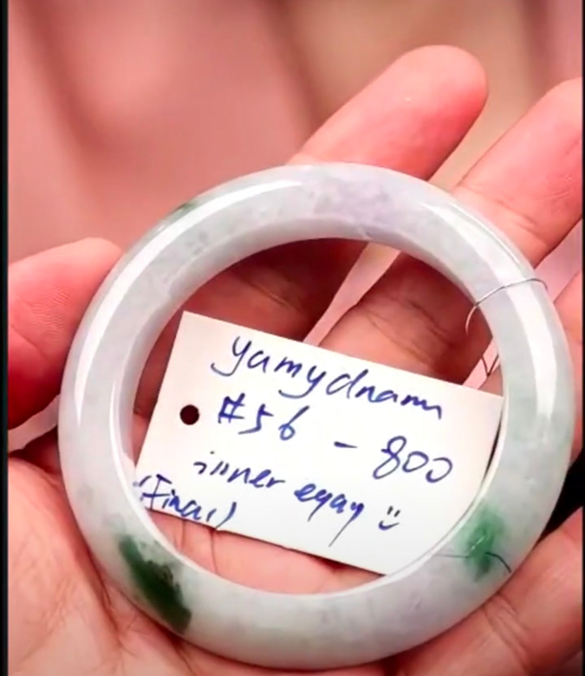 "Live" Natural Lavender W/ Blue-Green Flower Jadeite Jade *Carving Bangle (07/01/26)