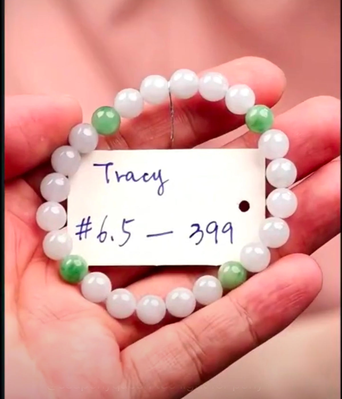 "Live" Natural Moonlight &amp; Green Jadeite Jade Bead Bracelet (07/02/26)