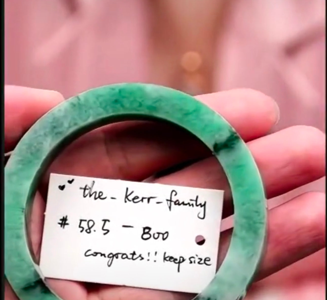 "Live" Natural Forest Green W/ Green Flower Jadeite Jade *Carving Bangle (07/06/26)