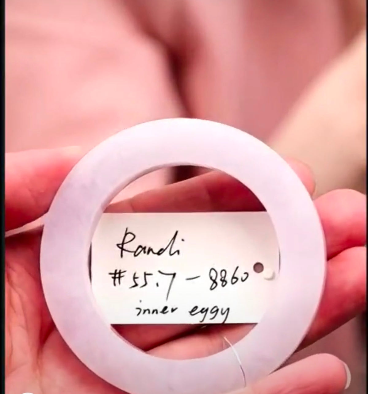 "Live" Natural Icy Pink Jadeite Jade Bangle Bracelet (07/08/26)