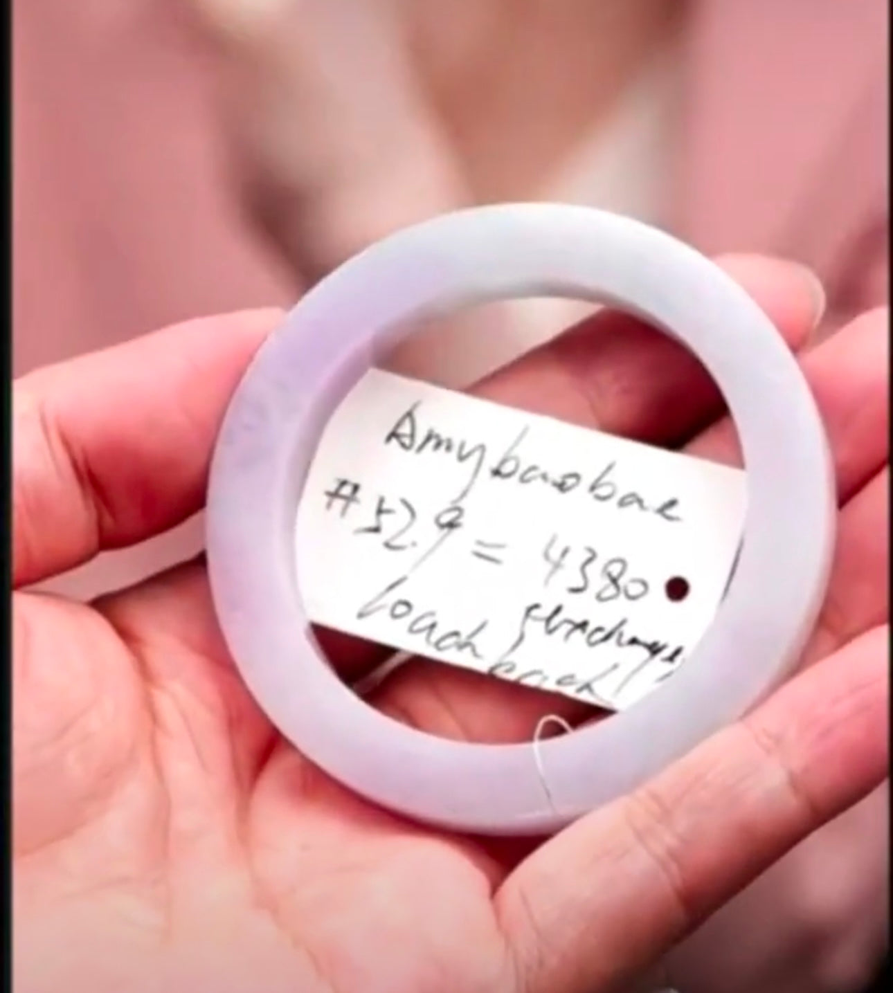 "Live" Natural Icy Lavender-Pink &amp; Green Jadeite Jade Bangle Bracelet (07/11/26)