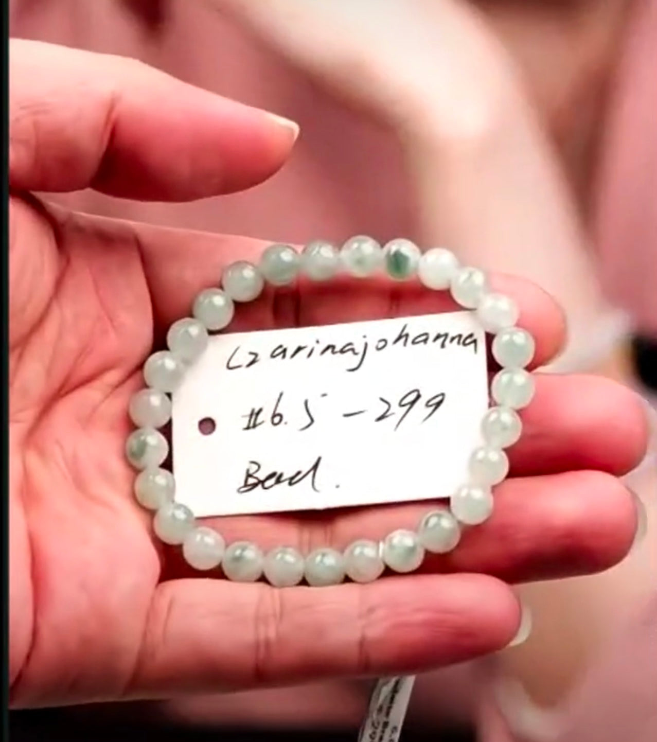 "Live" Natural Blue-Green Flower Jadeite Jade Bead Bracelet (07/16/26)