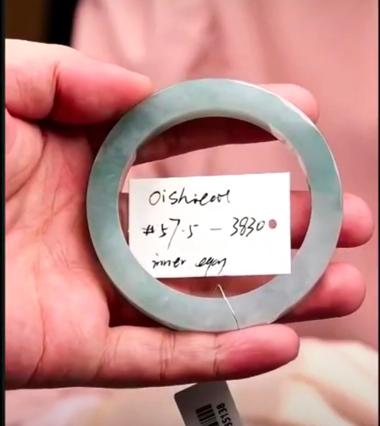"Live" Natural Icy Blueish Green Jadeite Jade Semi Polished Bangle  (07/24/26)