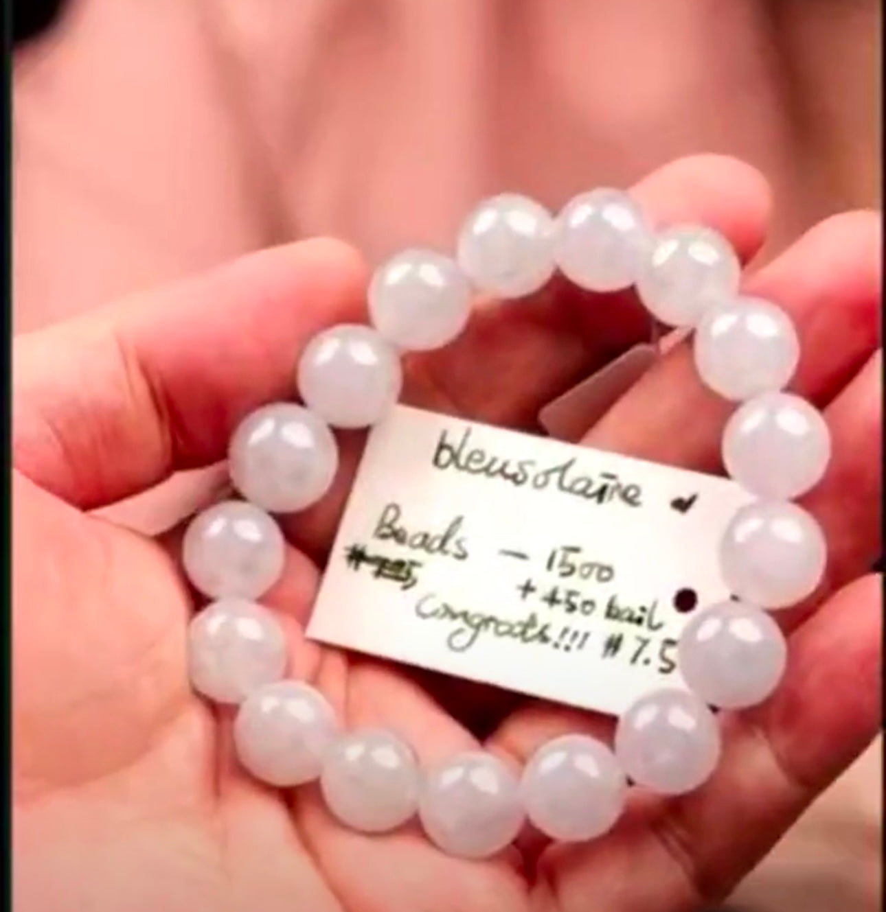 "Live" Natural Icy Lavender Jadeite Jade Bead Bracelet (07/27/26)