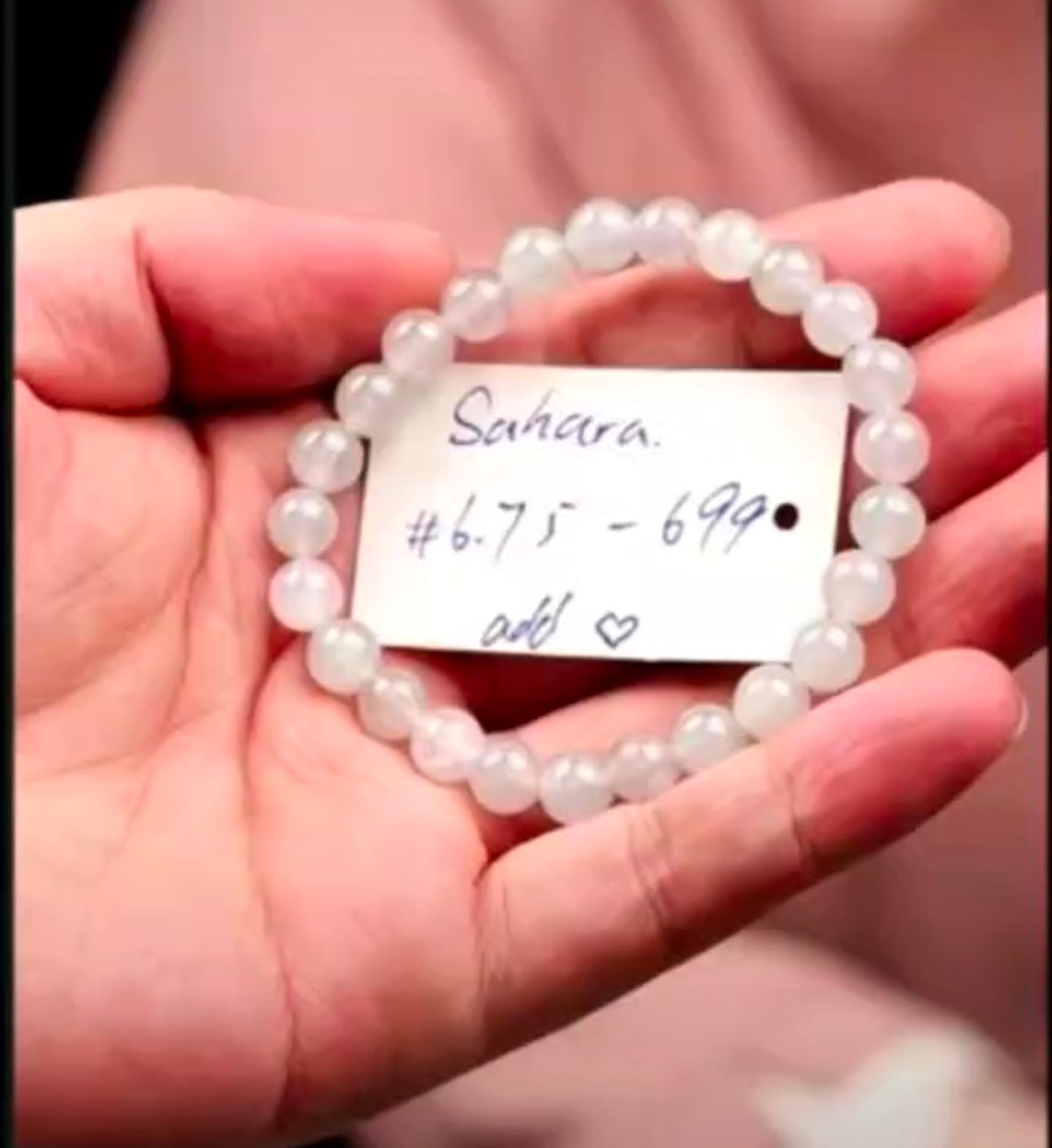"Live" Natural Icy Moonlight Light Lavender Jadeite Jade Bead Bracelet (07/29/26) (Copy)