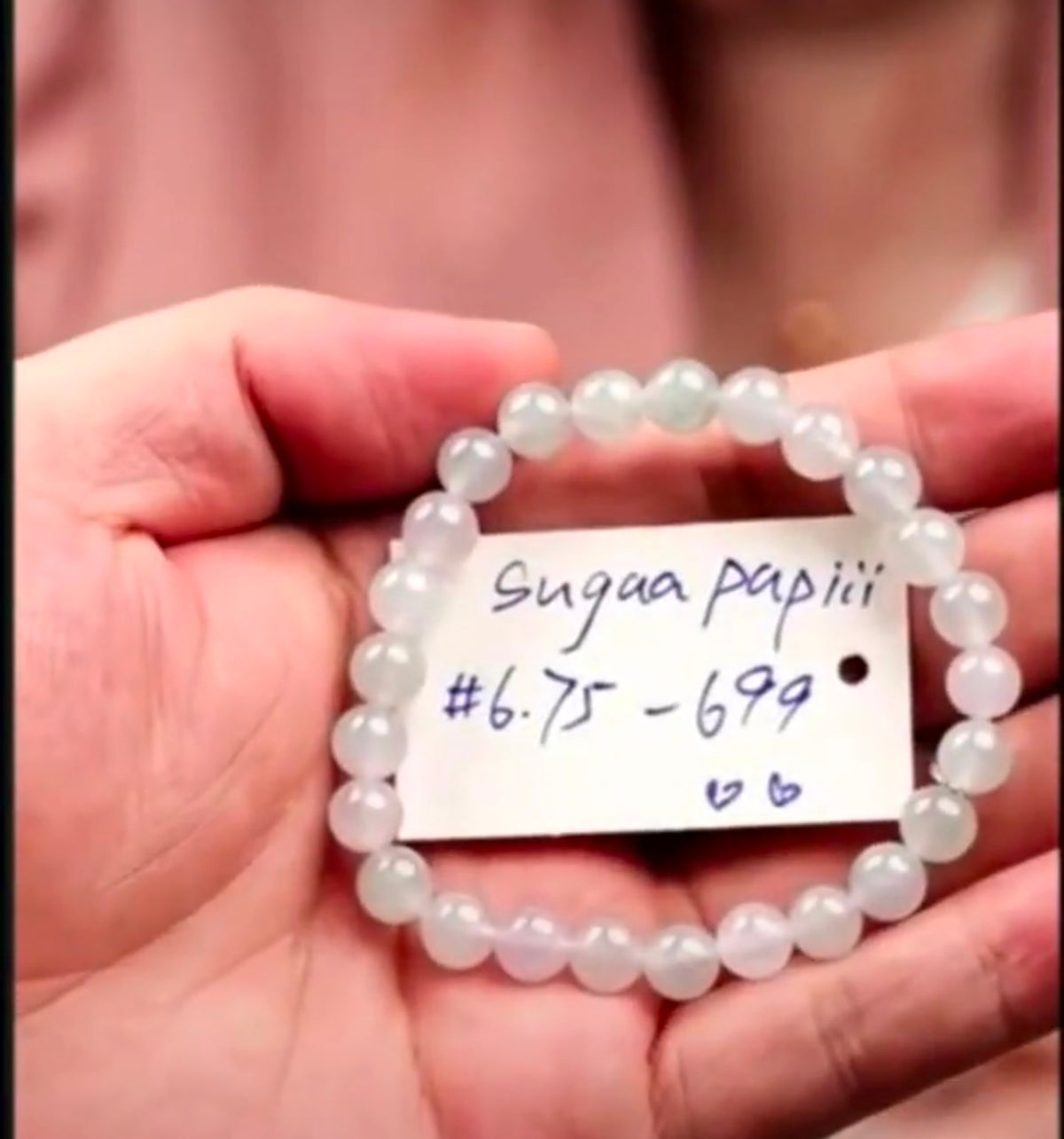 "Live" Natural Icy Moonlight Light Lavender Jadeite Jade Bead Bracelet (07/29/26)