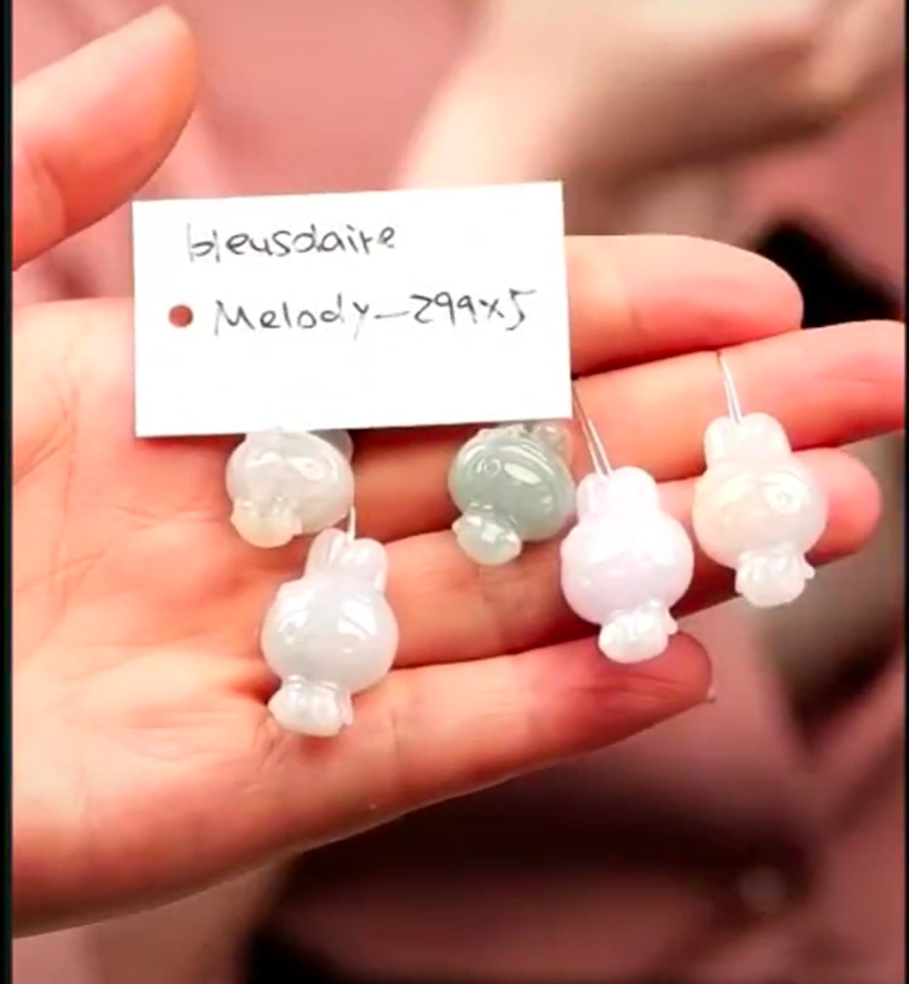 "Live" Natural Multi-Color Jadeite Jade My Melody Pendant (08/06/26)