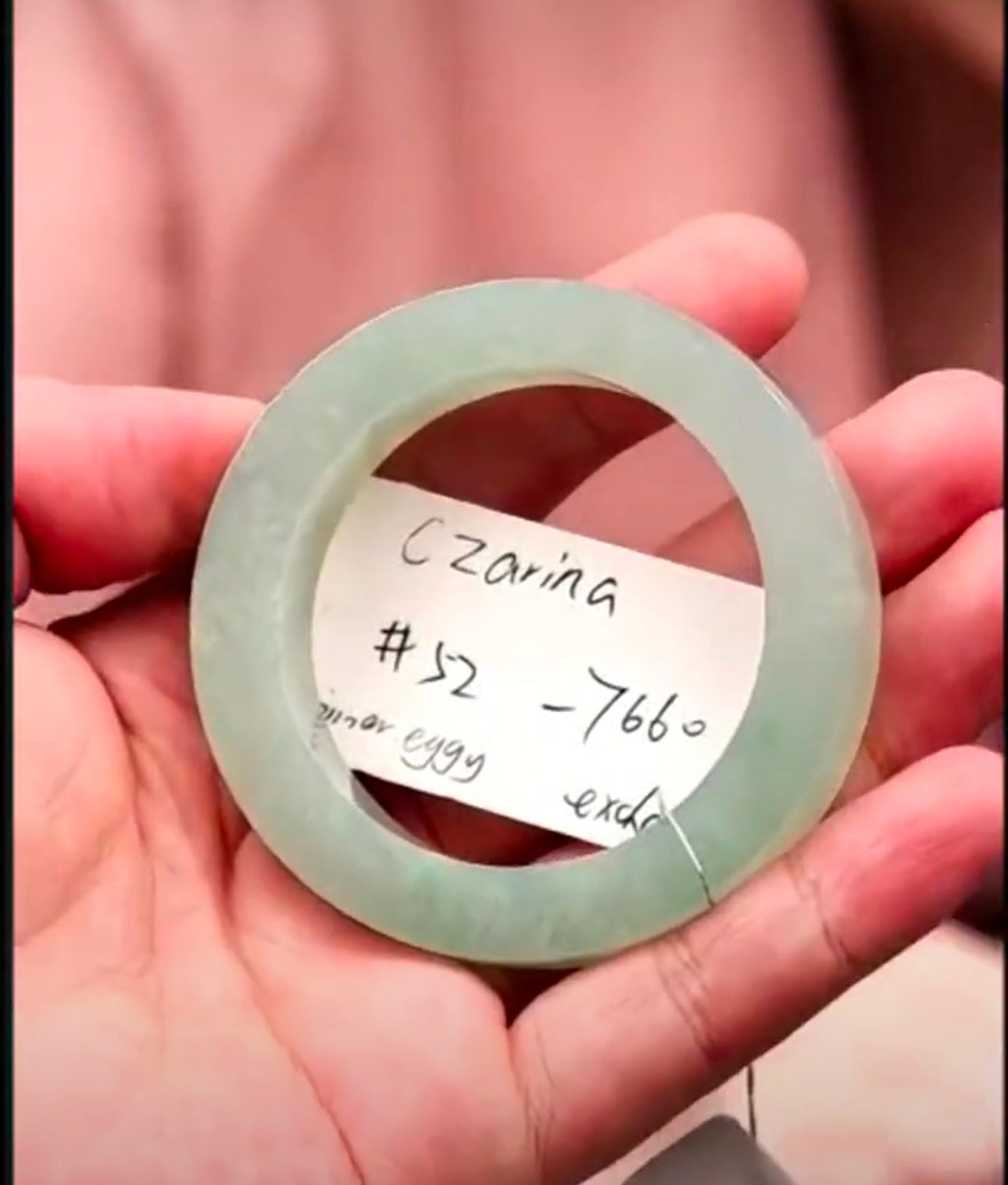 "Live" Natural Icy Light Green Jadeite Jade Semi-Polished Bangle (08/13/26)