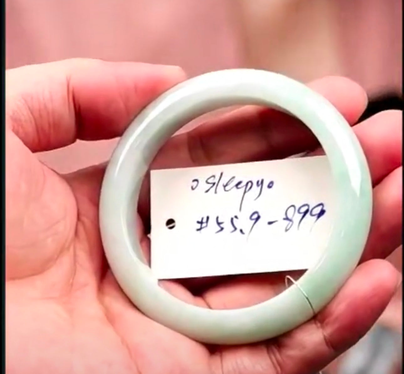"Live" Natural Light Green Jadeite Jade Comfort-Fit Bangle Bracelet (08/17/26)