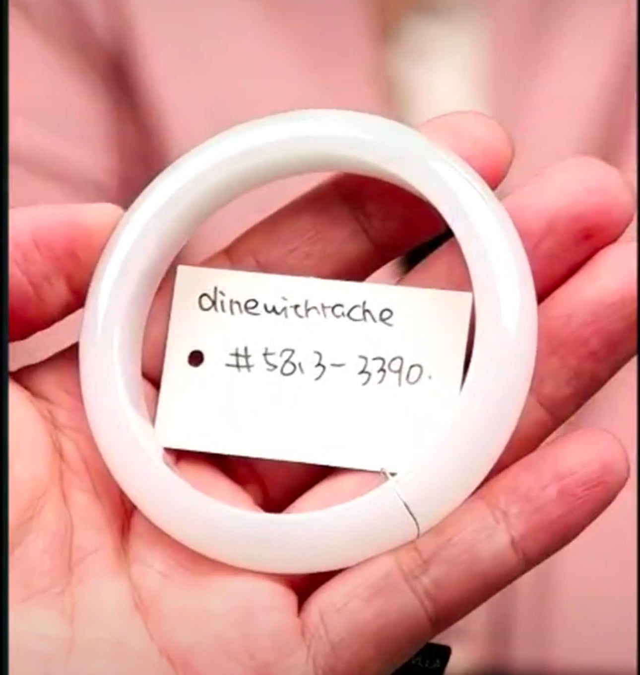 "Live" Natural White-Green Jadeite Jade Comfort-Fit Bangle Bracelet (08/19/26)