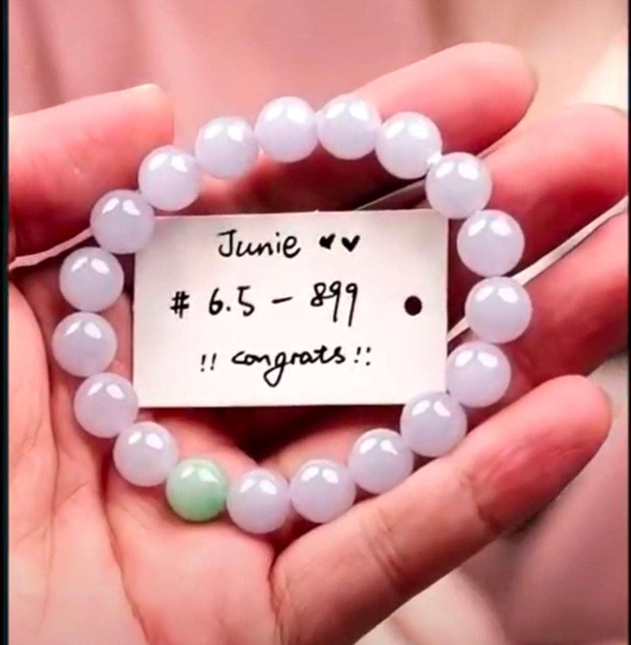 "Live" Natural Lavender &amp; Green Jadeite Jade Bead Bracelet (08/25/26)