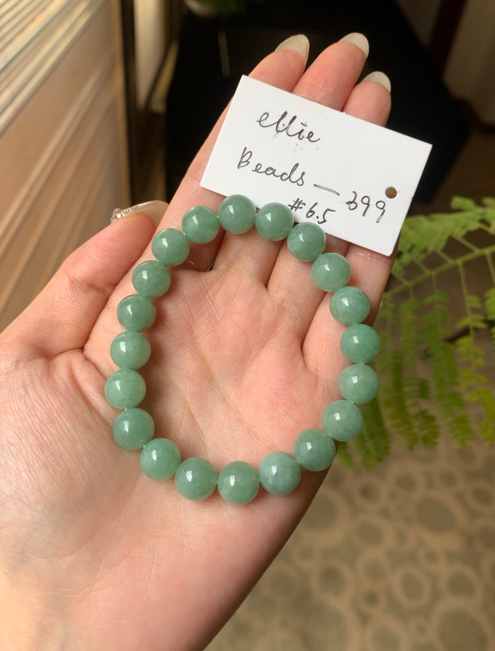 "Live" Natural Green Jadeite Jade Bead Bracelet (03/05/26)