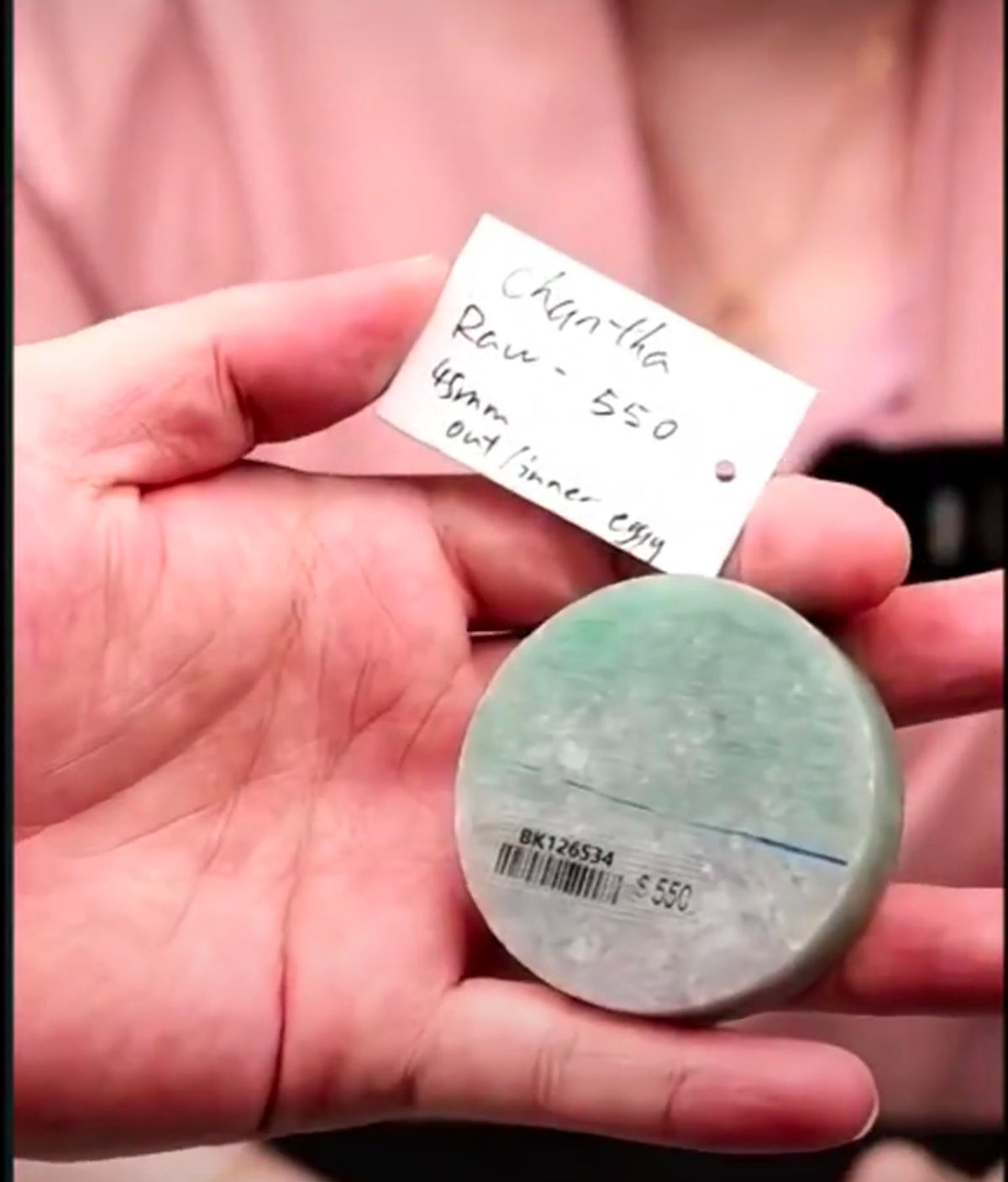 "Live" Natural Oil Green Raw Jadeite Jade Pancake (09/14/26)