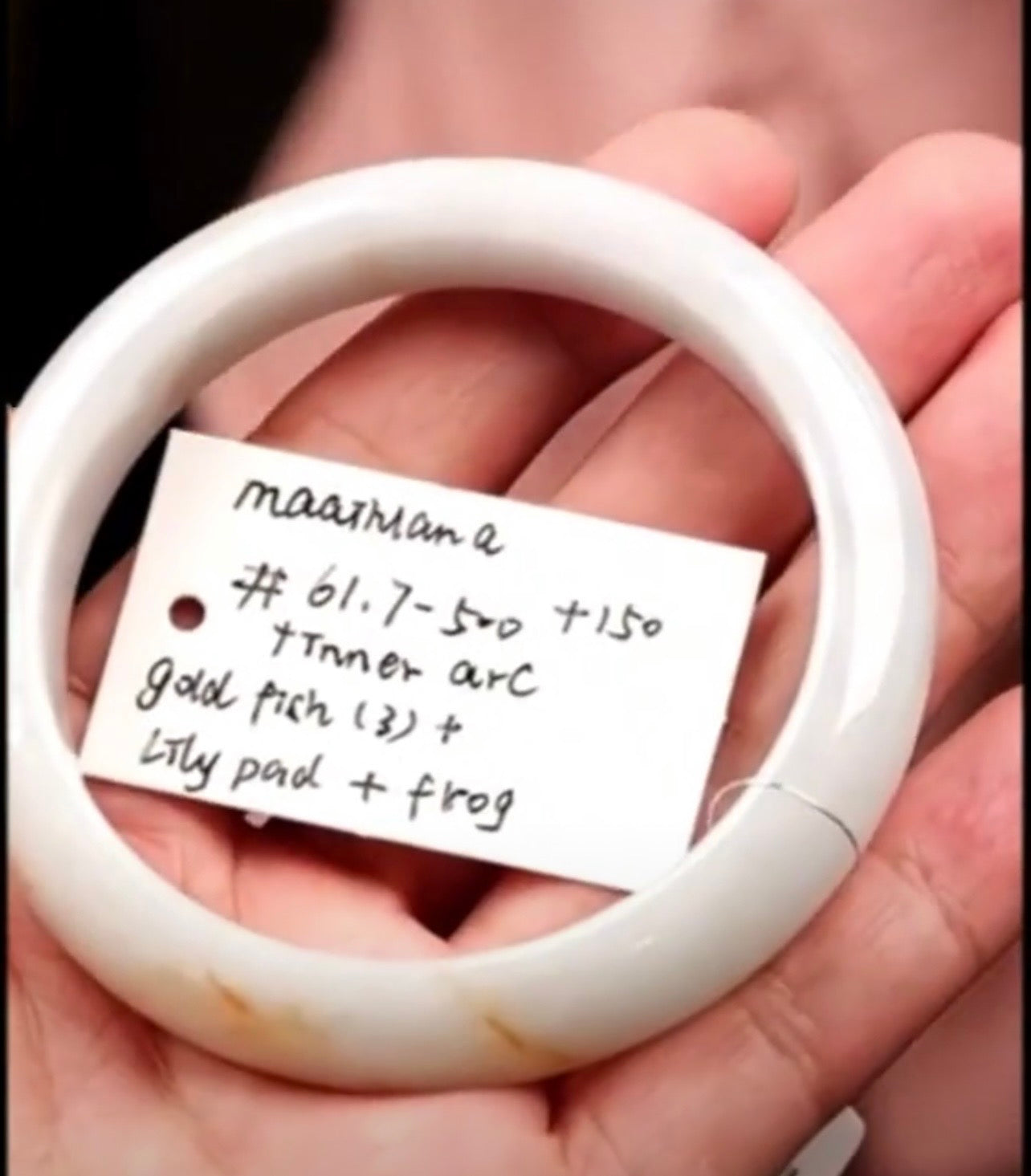 "Live" Natural Light green W/ Sajin "Gold Dust" Jadeite Jade Carving Bangle (06/03/26)